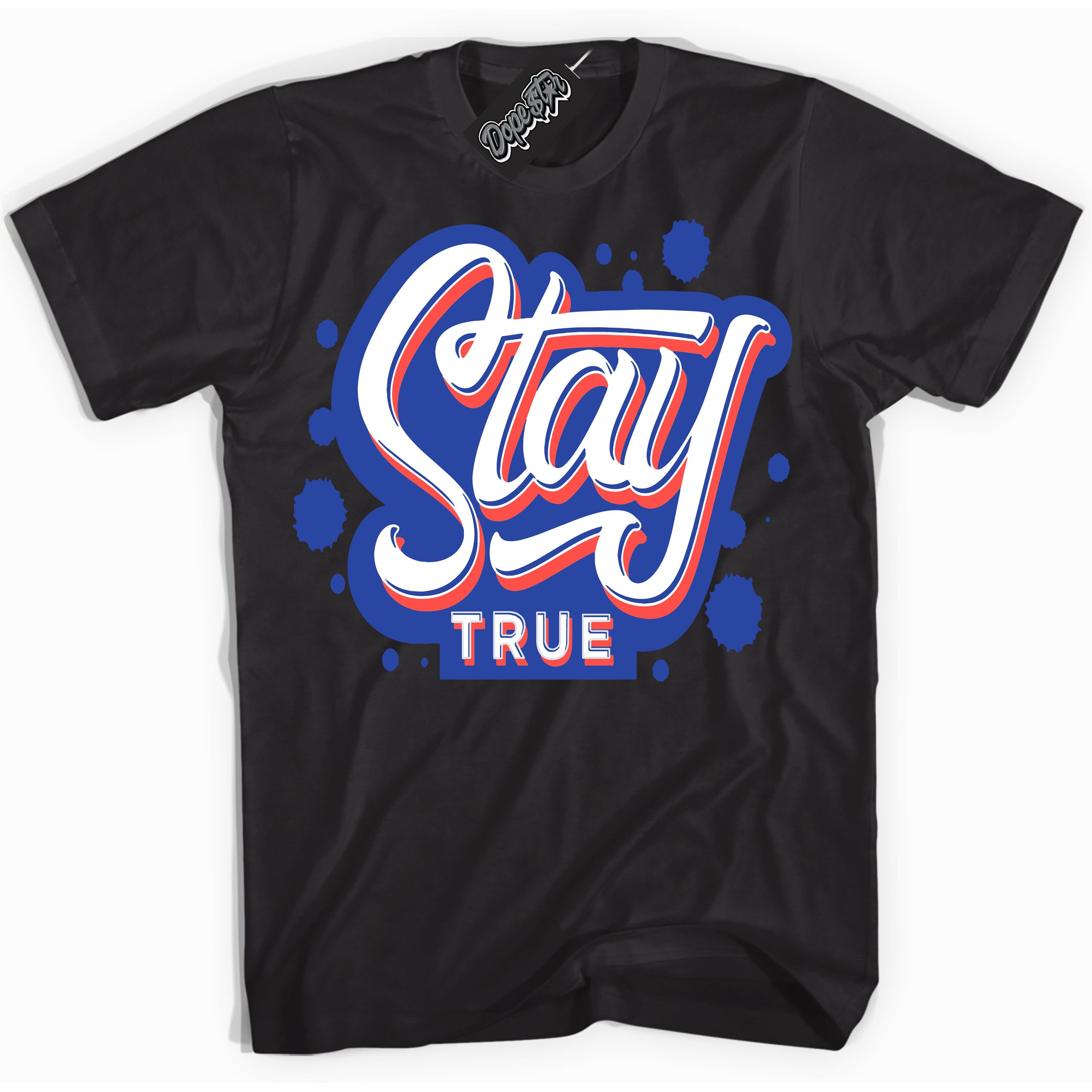 Cool Black Shirt with “ Stay True ” design that perfectly matches Ultramarine 180s Sneakers.