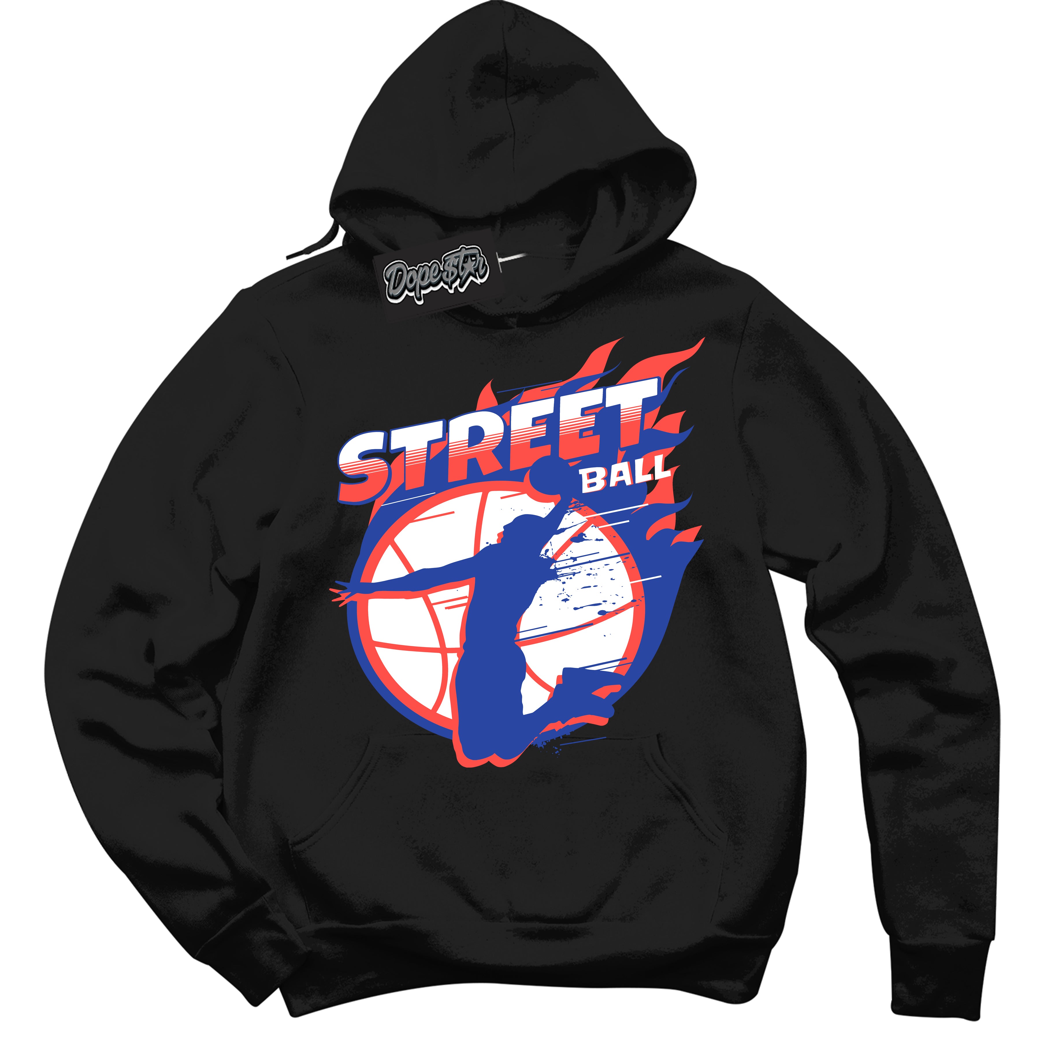 Cool Black Hoodie with “ Street Ball '' design that Perfectly Matches  Ultramarine 180s Sneakers.