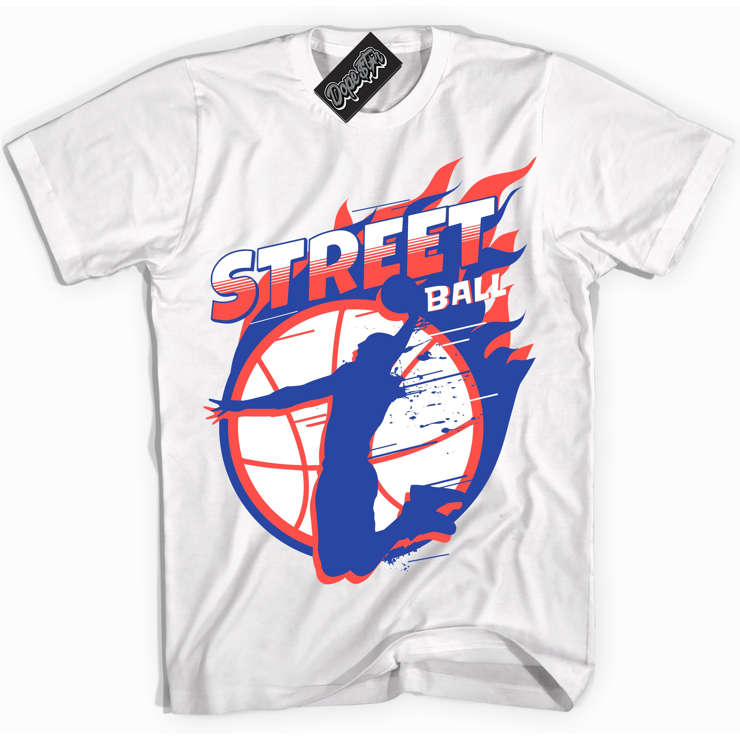 Cool White Shirt with “ Street Ball ” design that perfectly matches Ultramarine 180s Sneakers.