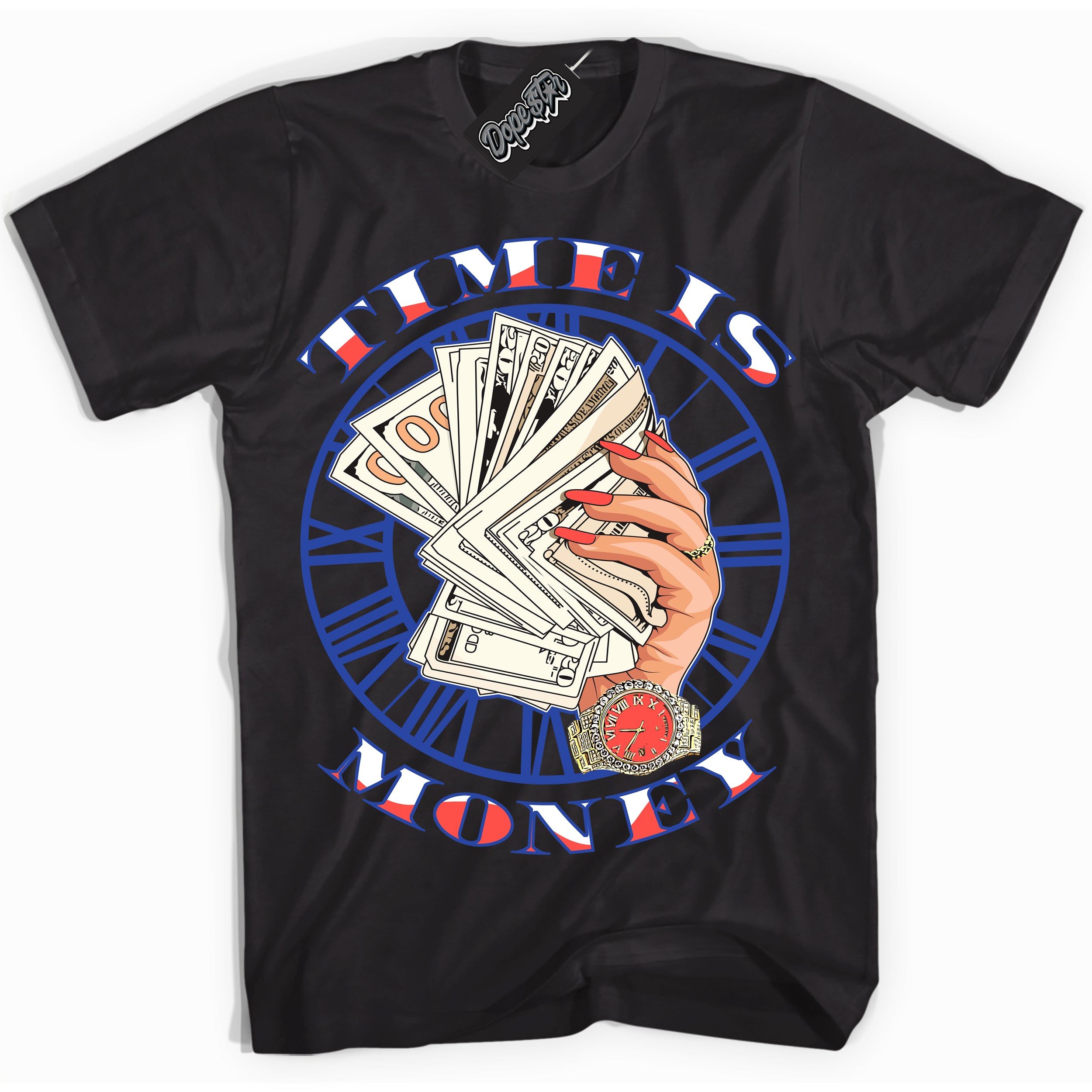 Cool Black Shirt with “ Time Is Money ” design that perfectly matches Ultramarine 180s Sneakers.