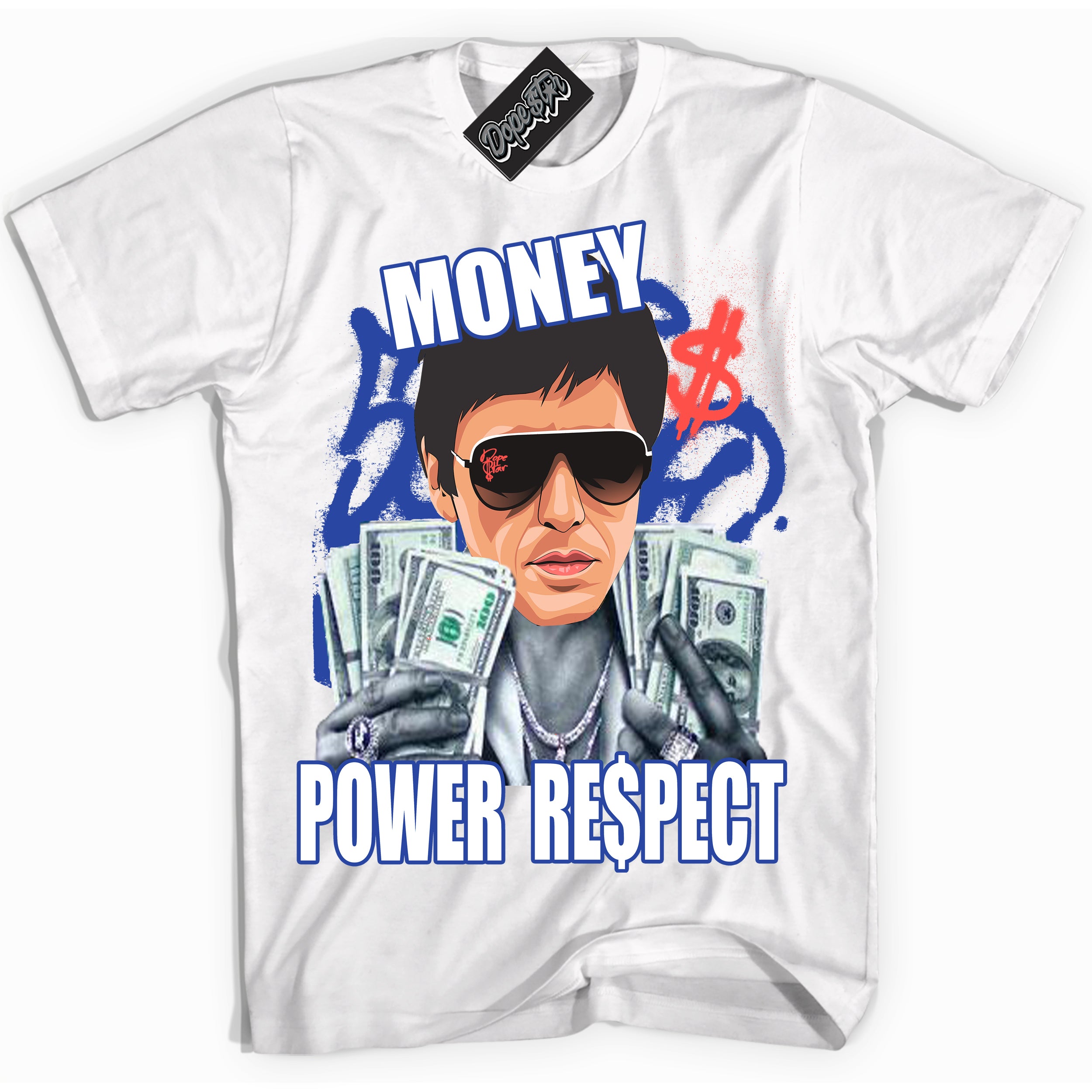 Cool White Shirt with “ Tony Montana ” design that perfectly matches Ultramarine 180s Sneakers.