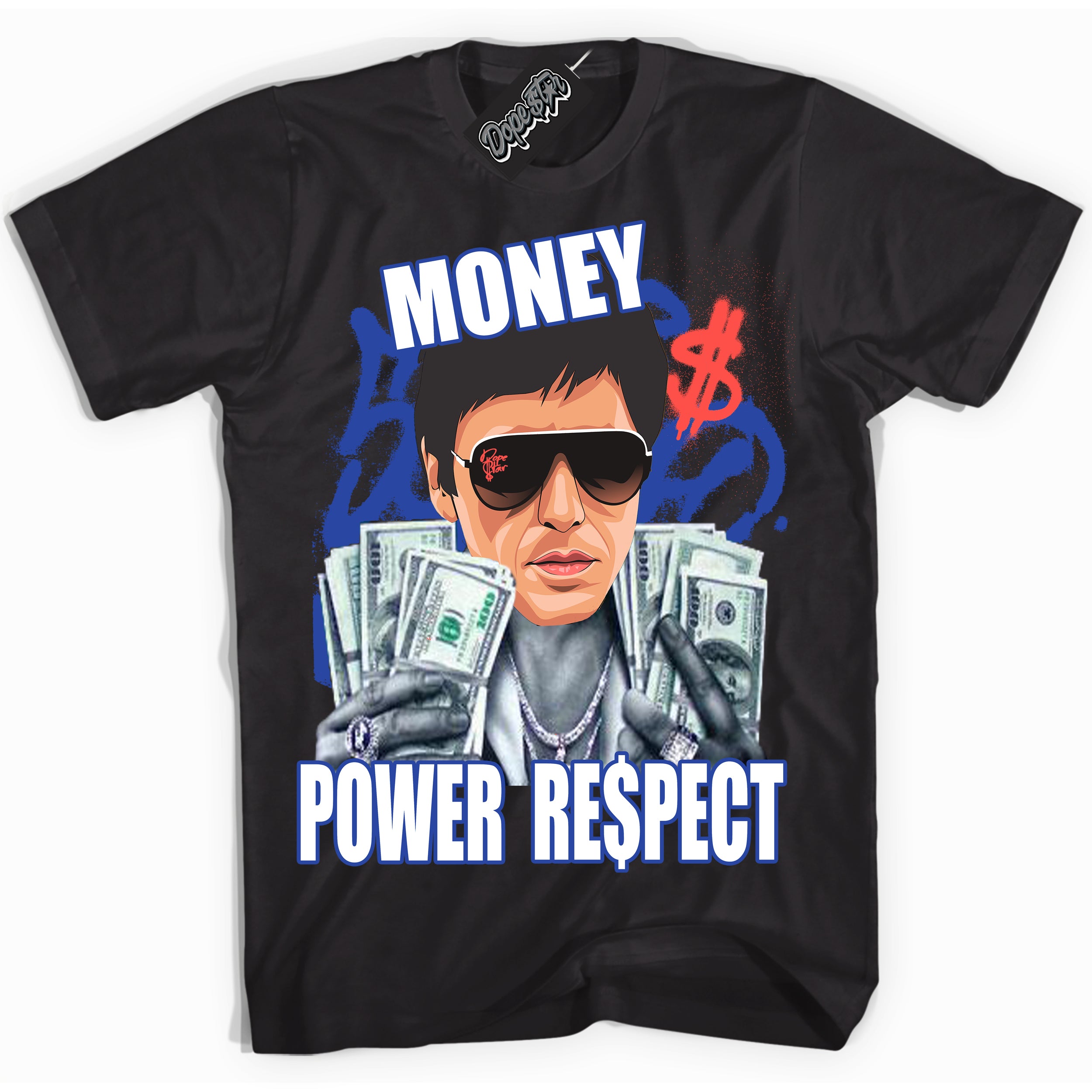 Cool Black Shirt with “ Tony Montana ” design that perfectly matches Ultramarine 180s Sneakers.