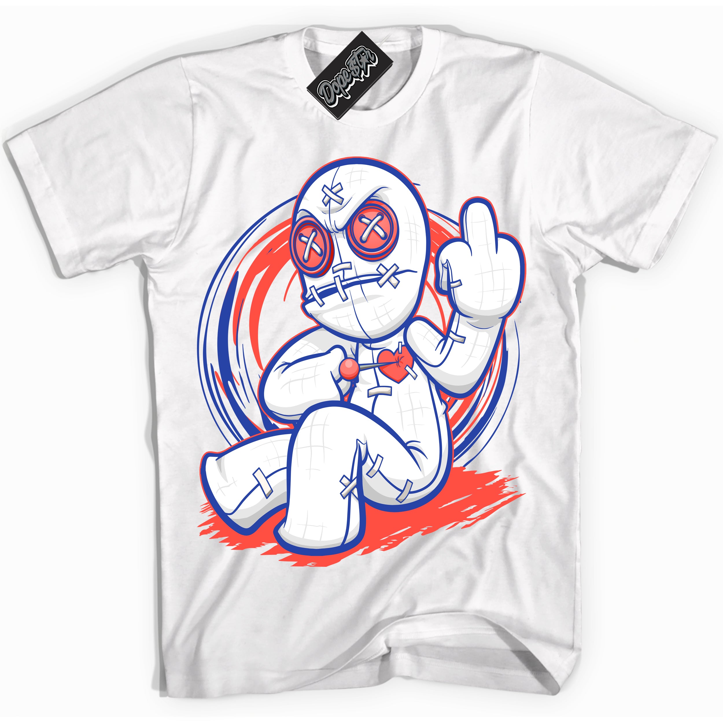 Cool White Shirt with “ VooDoo Doll ” design that perfectly matches Ultramarine 180s Sneakers.