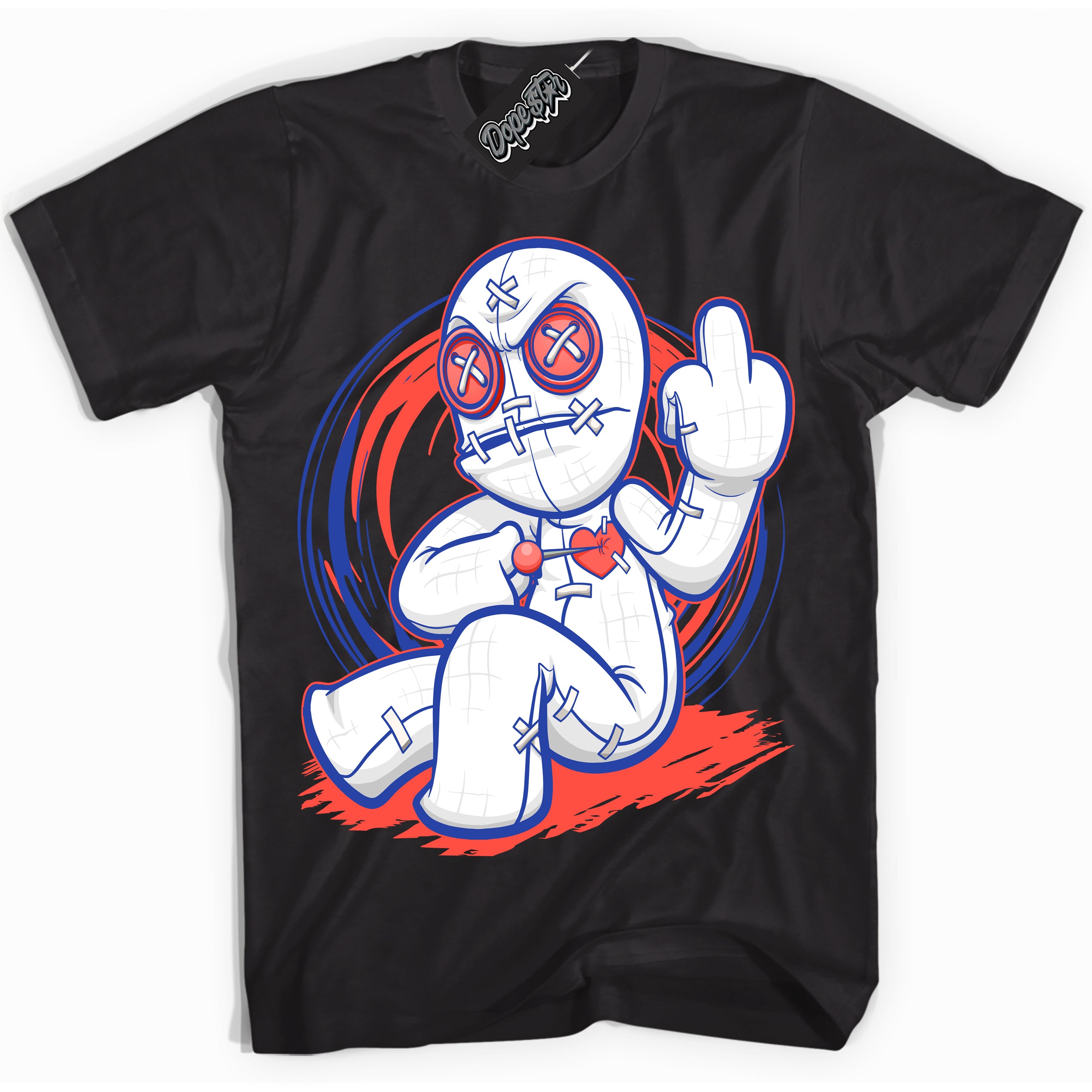 Cool Black Shirt with “ VooDoo Doll ” design that perfectly matches Ultramarine 180s Sneakers.