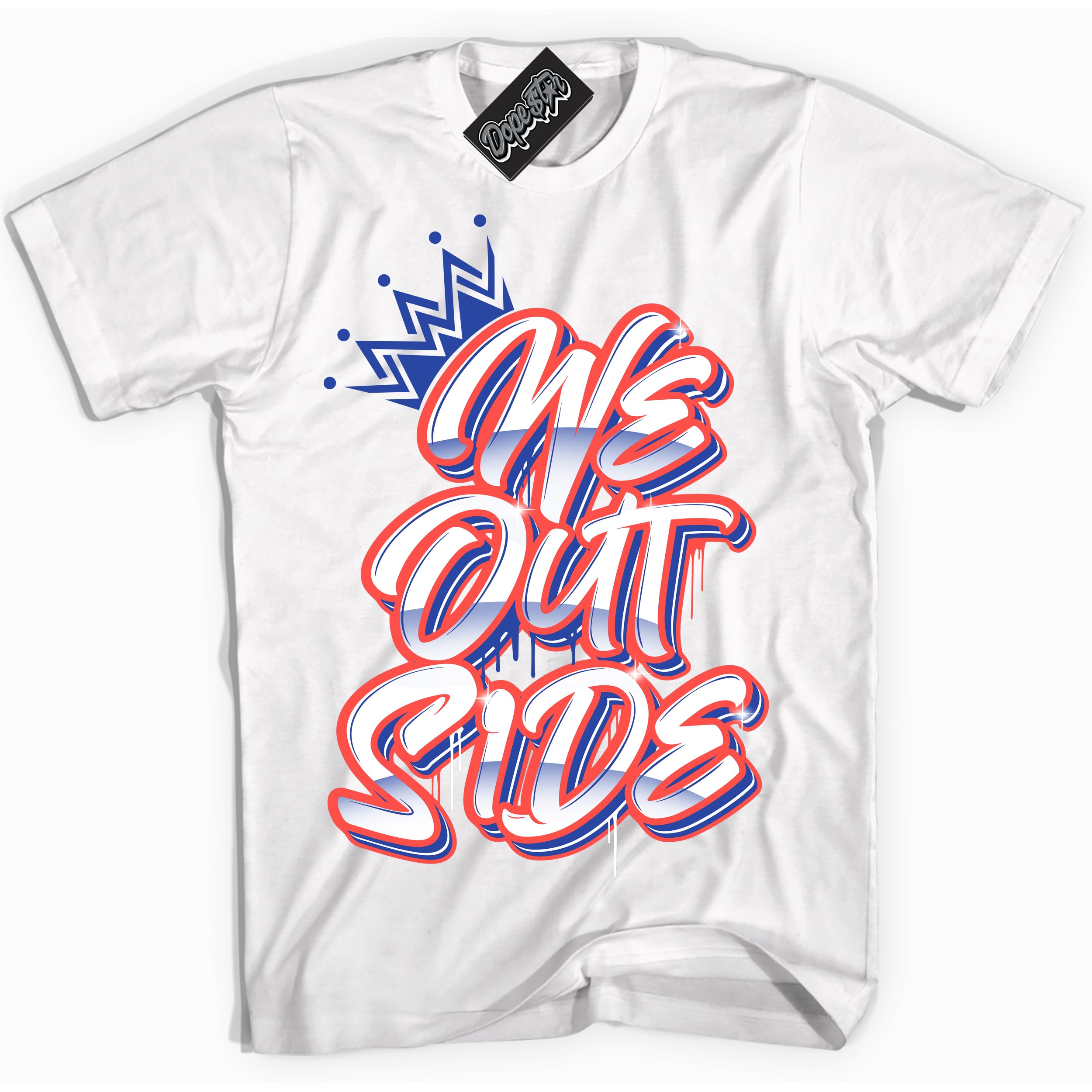 Cool White Shirt with “ We Outside ” design that perfectly matches Ultramarine 180s Sneakers.