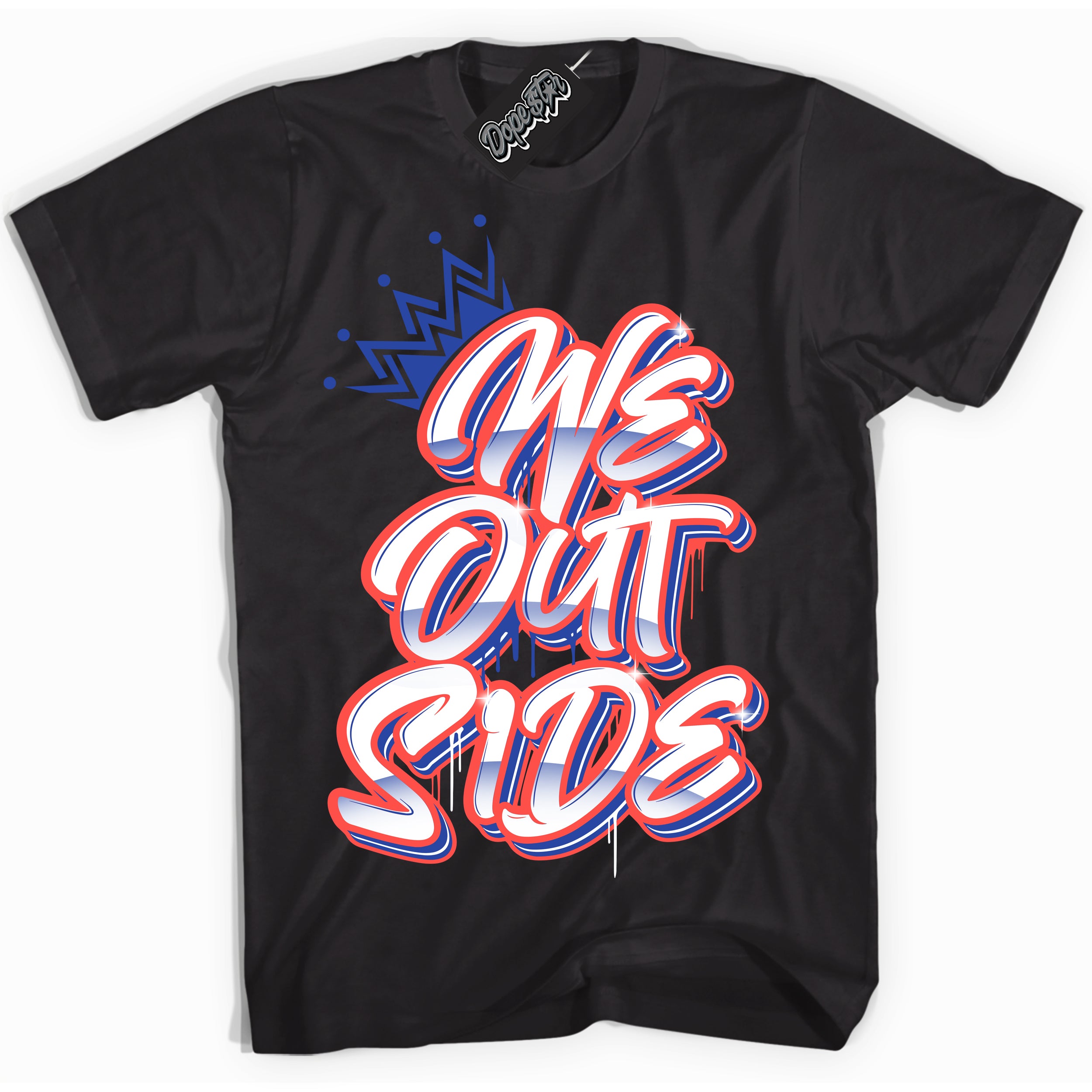 Cool Black Shirt with “ We Outside ” design that perfectly matches Ultramarine 180s Sneakers.