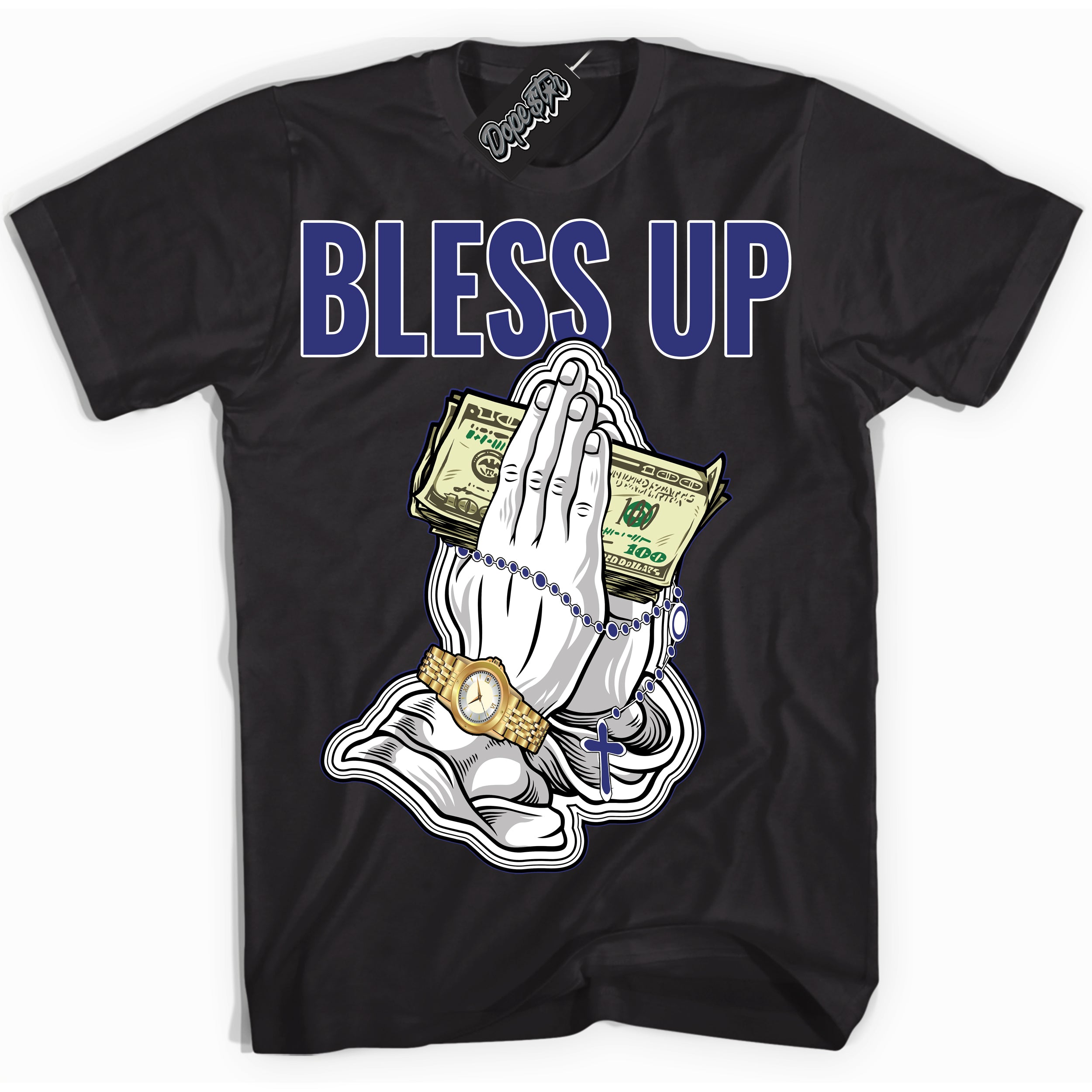 Cool Black Shirt with “ Bless Up ” design that perfectly matches Concord Dunk.
