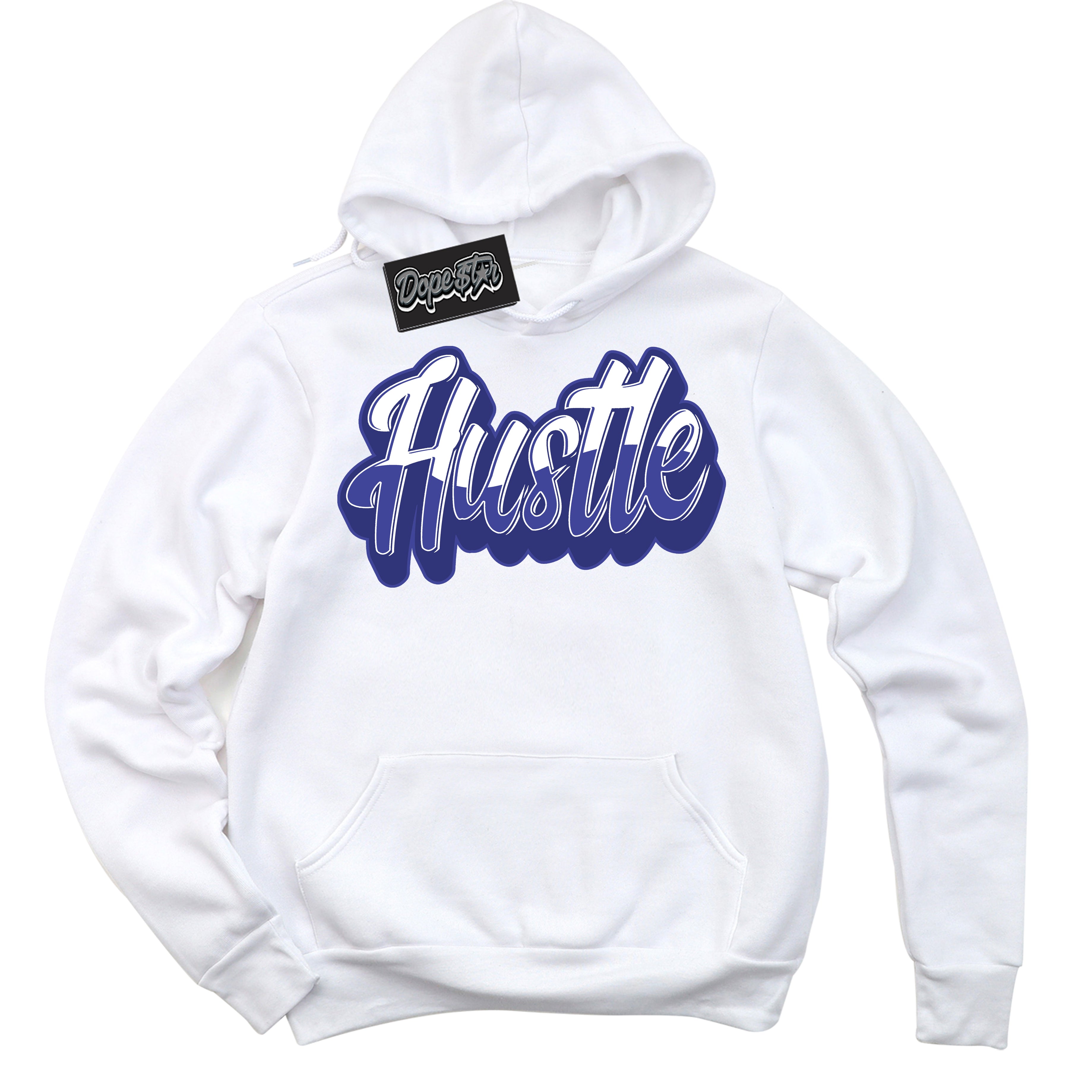 Cool White Hoodie with “ Hustle ”  design that Perfectly Matches Concord Dunk.
