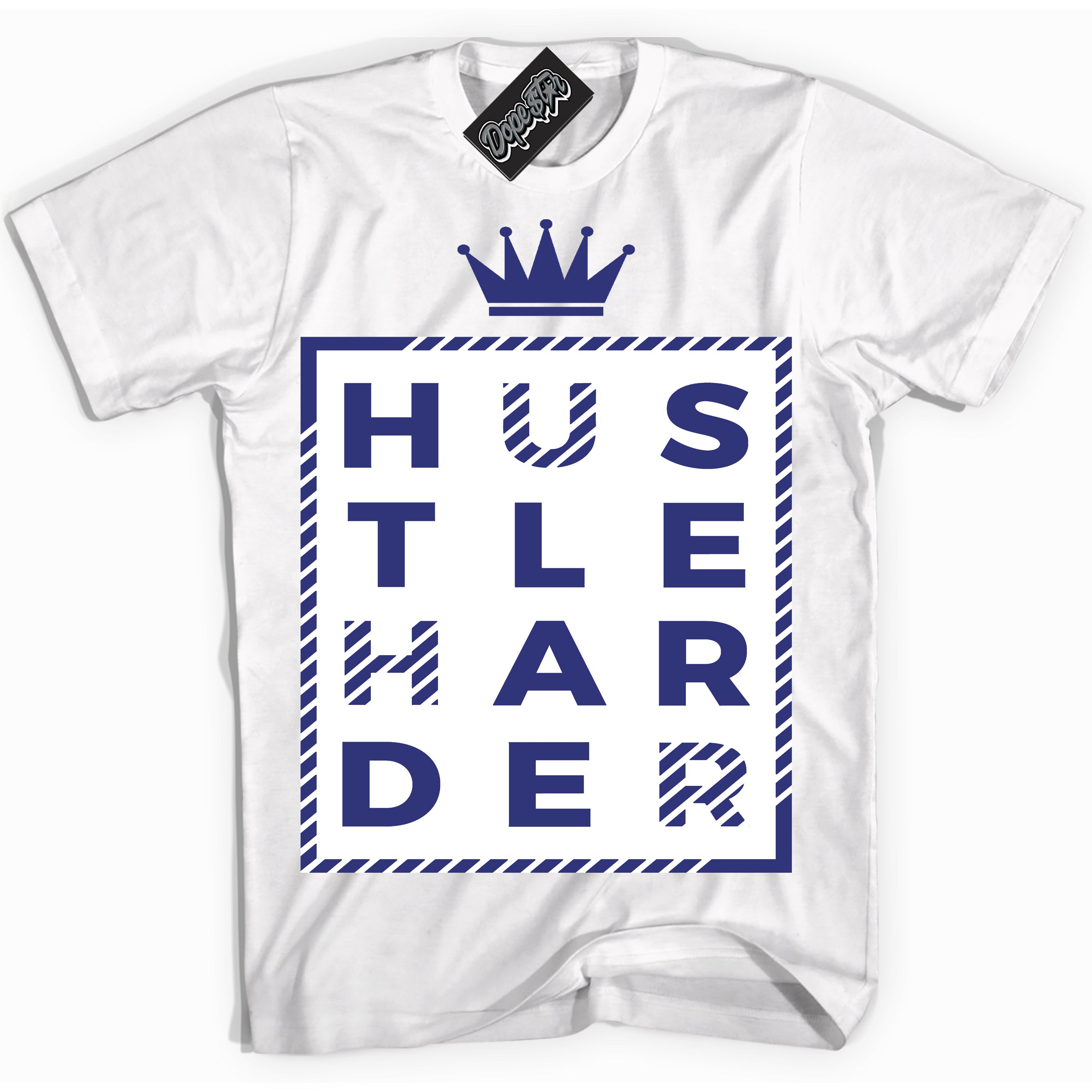 Cool White Shirt with “ Hustle Harder ” design that perfectly matches Concord Dunk.
