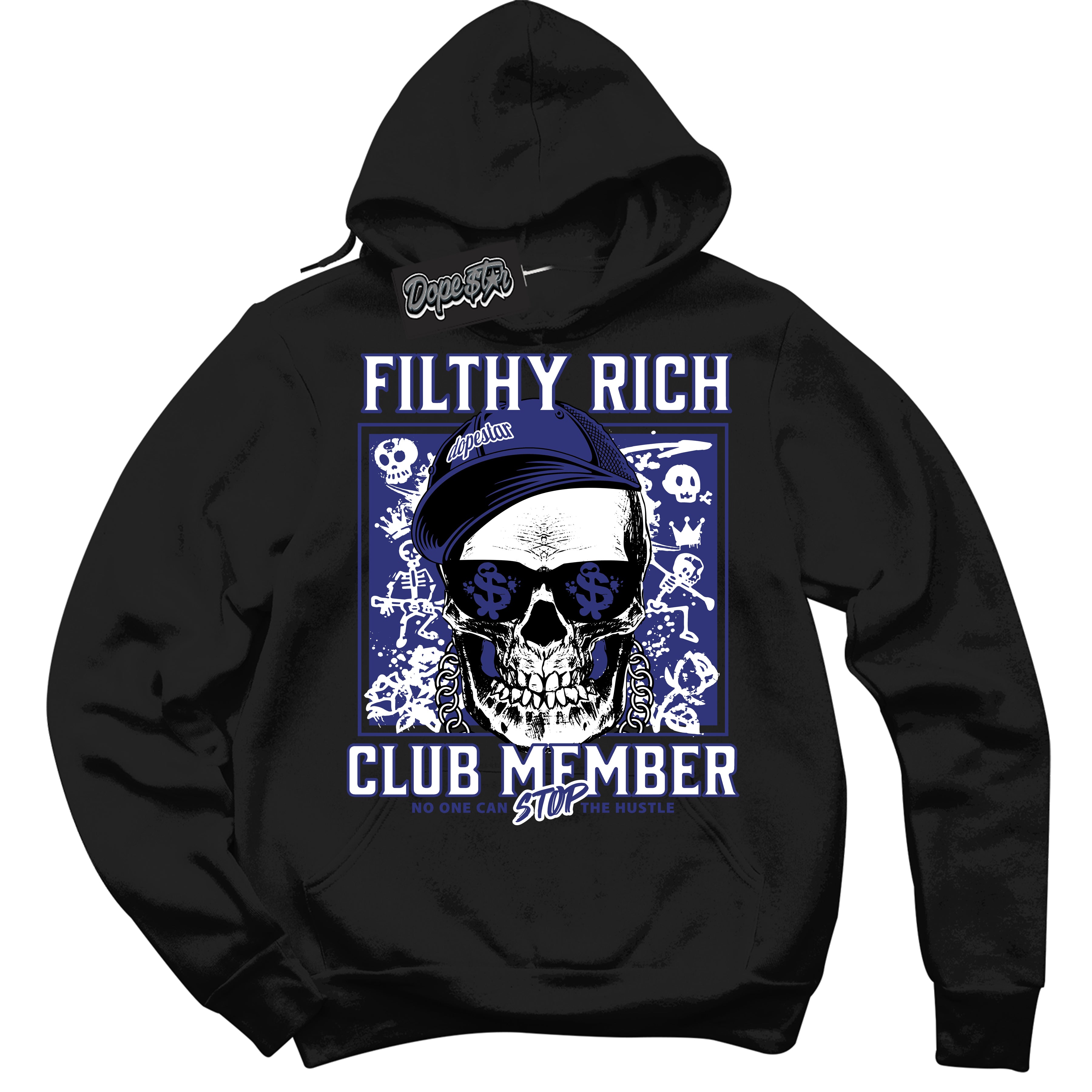 Cool Black Hoodie with “ Filthy Rich ”  design that Perfectly Matches Concord Dunk Sneakers.