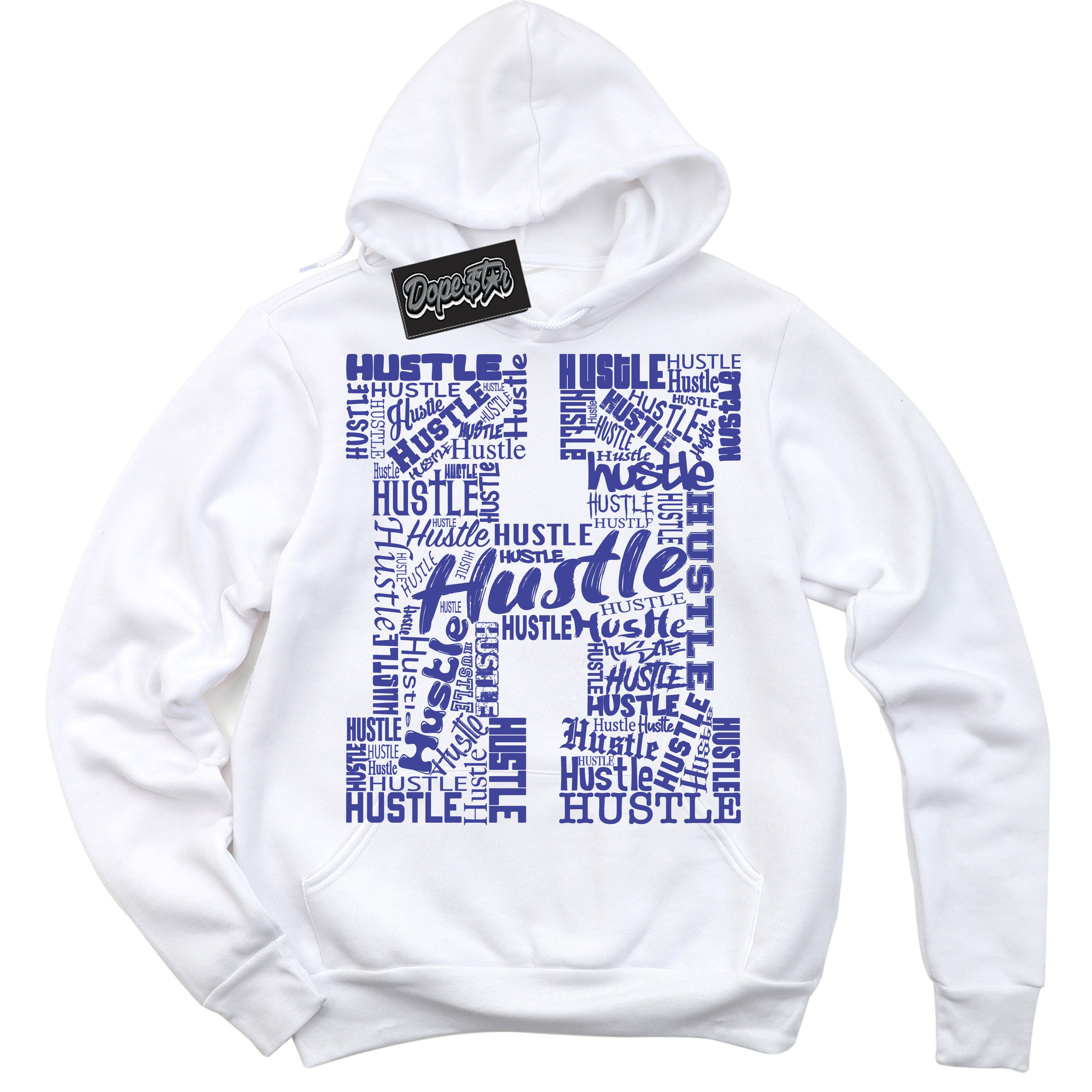 Cool White Hoodie with “ Hustle H ”  design that Perfectly Matches Concord Dunk.
