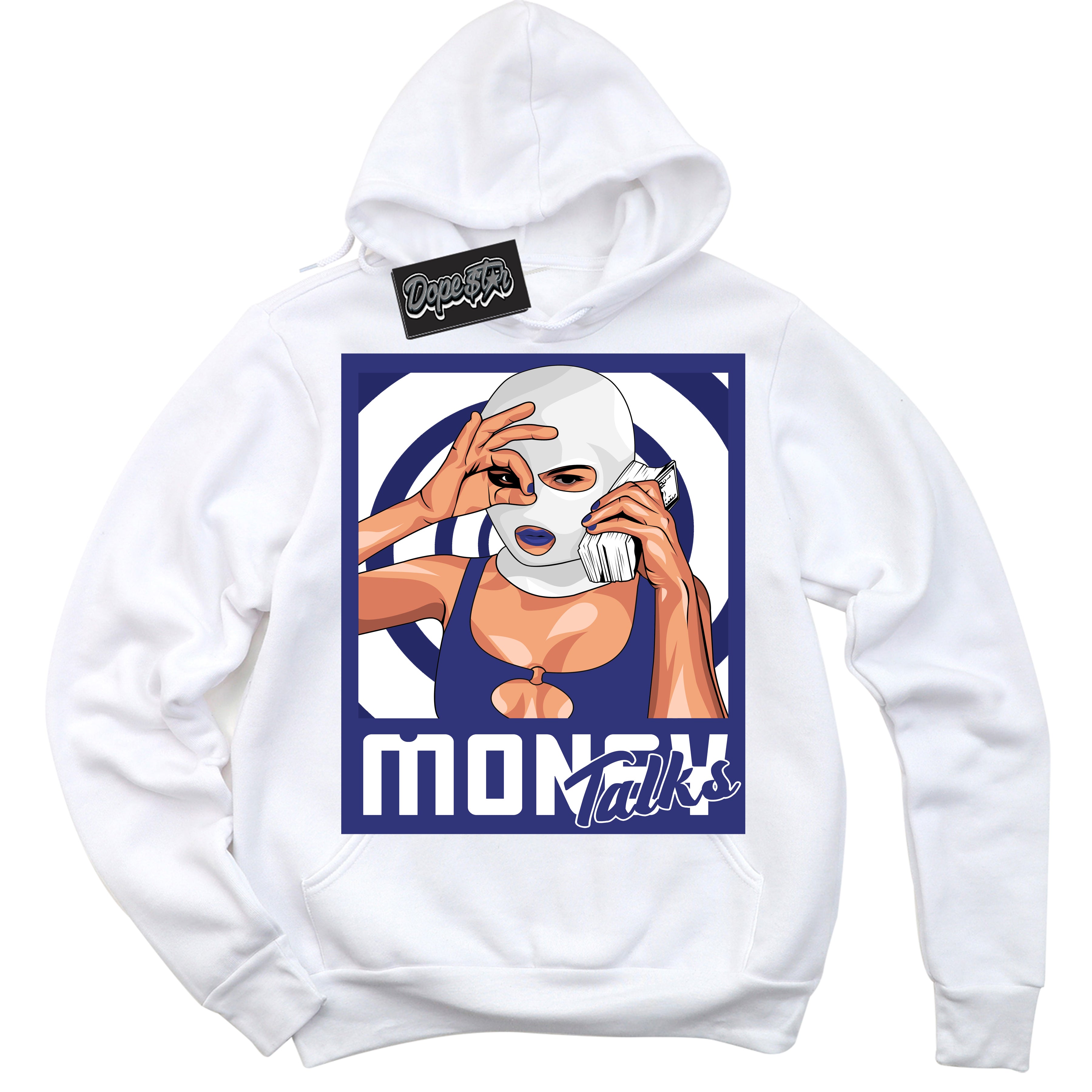 Cool White Hoodie with “ Money Talks ”  design that Perfectly Matches Concord Dunk.
