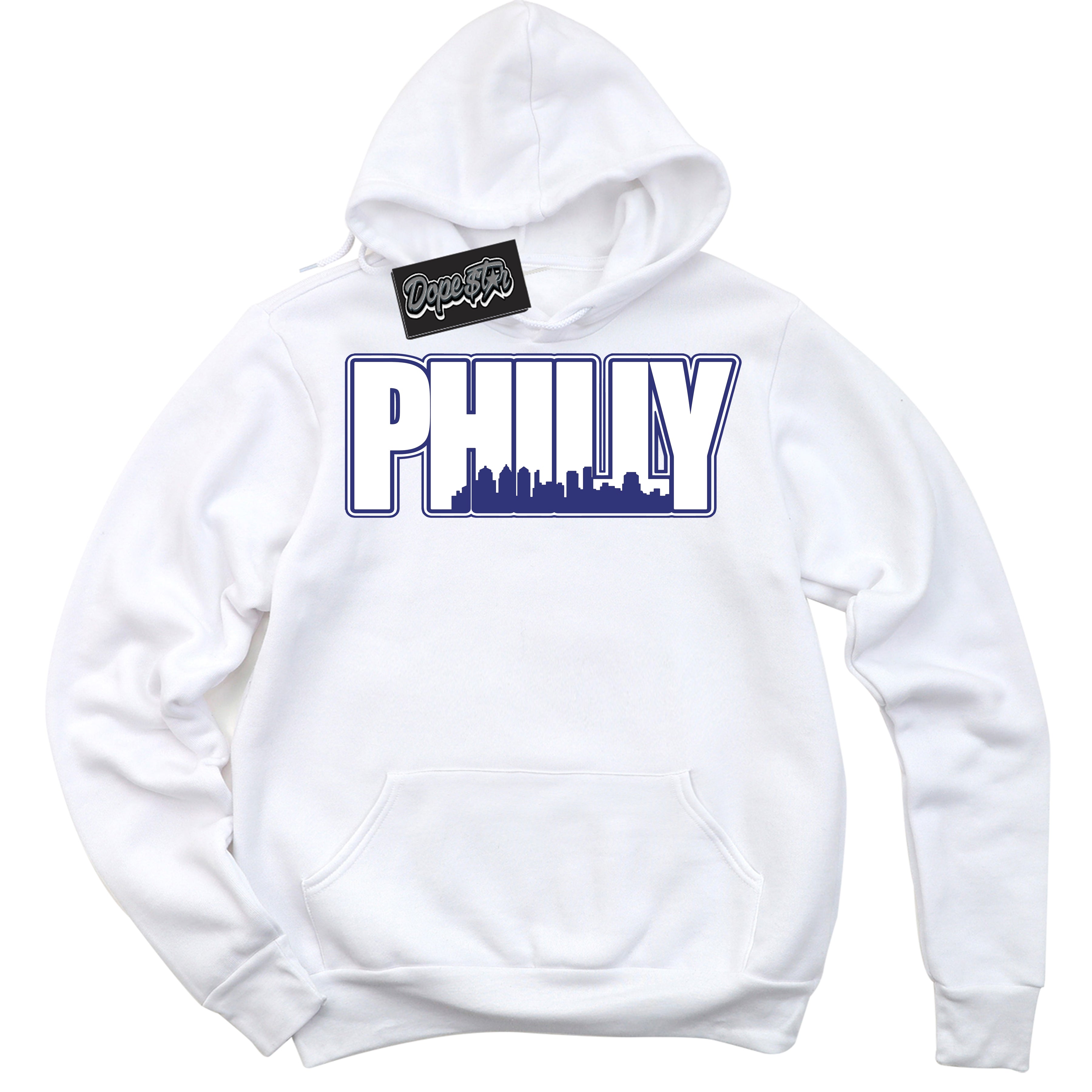 Cool White Hoodie with “ Philly ”  design that Perfectly Matches Concord Dunk.
