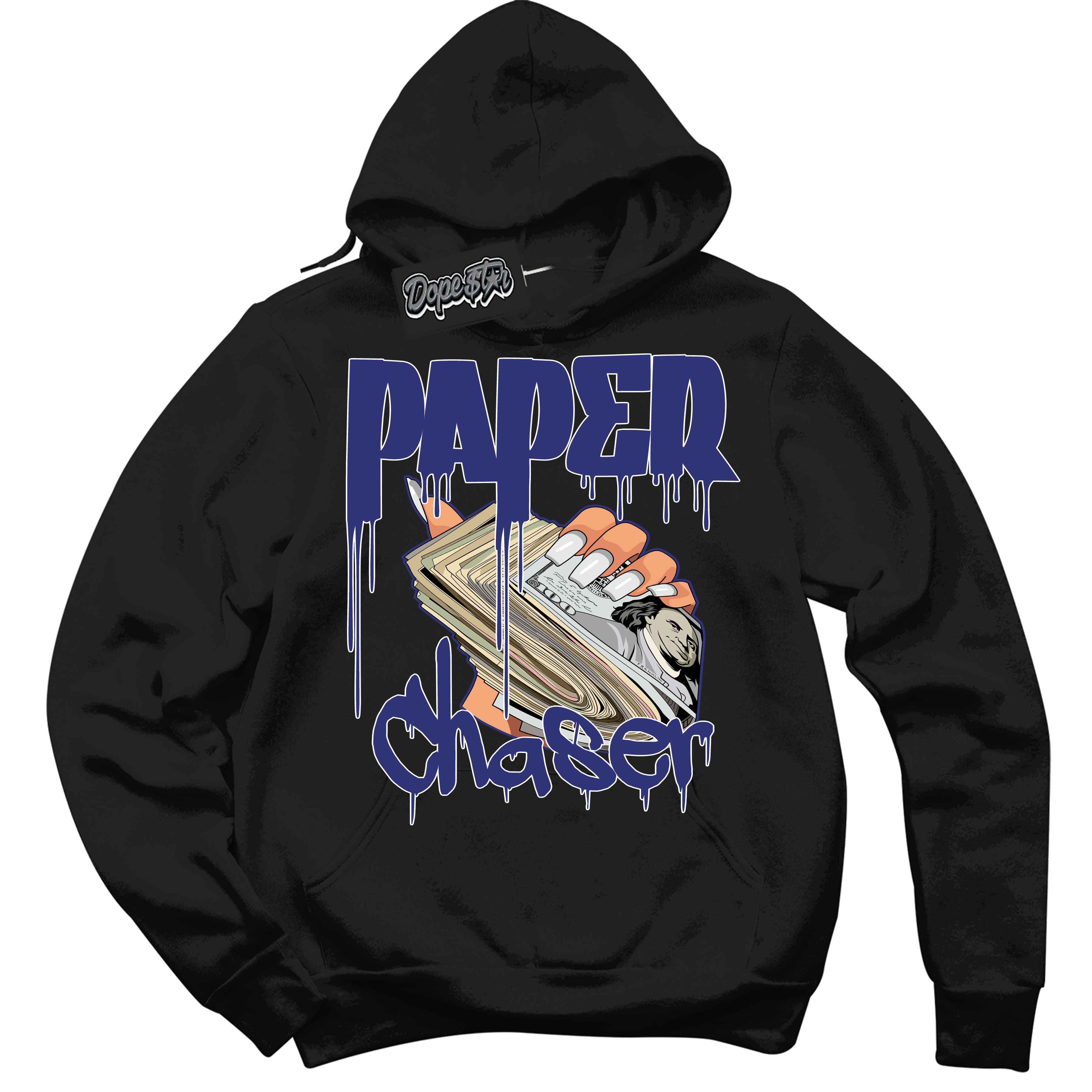 Cool Black Hoodie with “ Paper Chaser ”  design that Perfectly Matches Concord Dunk.
