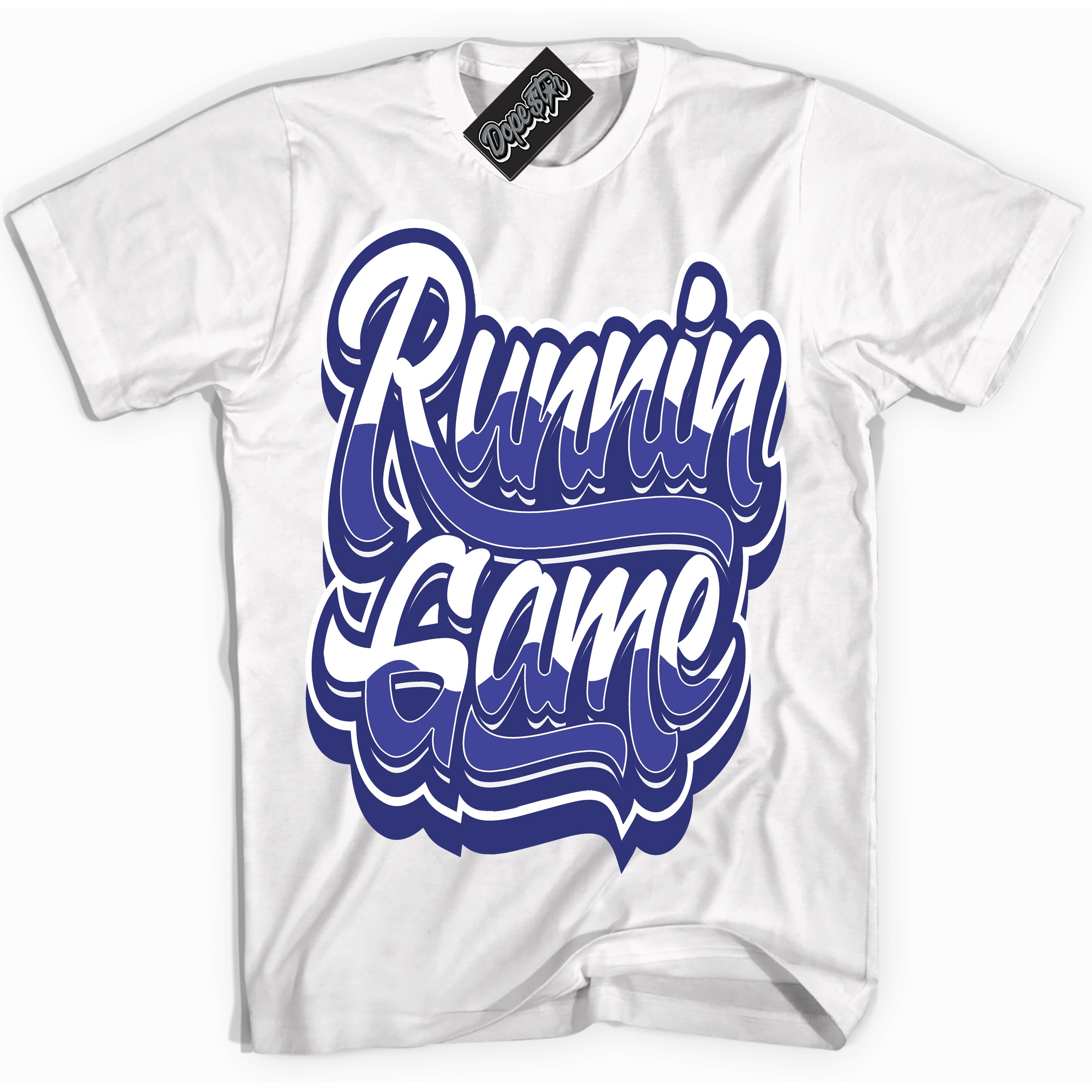 Cool White Shirt with “ Running Game ” design that perfectly matches Concord Dunk.
