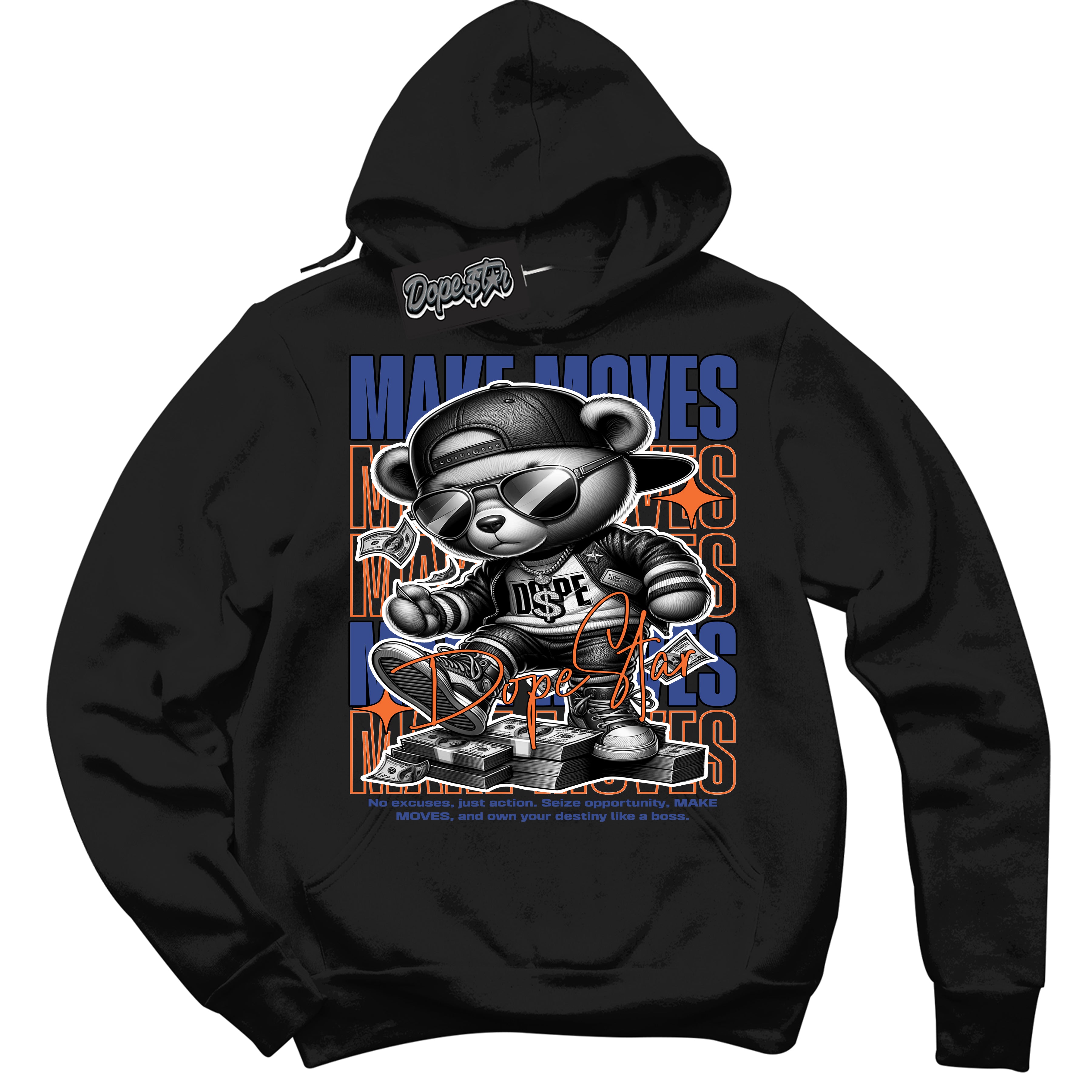 Cool Black Hoodie with “ Makin Moves ”  design that Perfectly Matches Knicks  Sneakers.