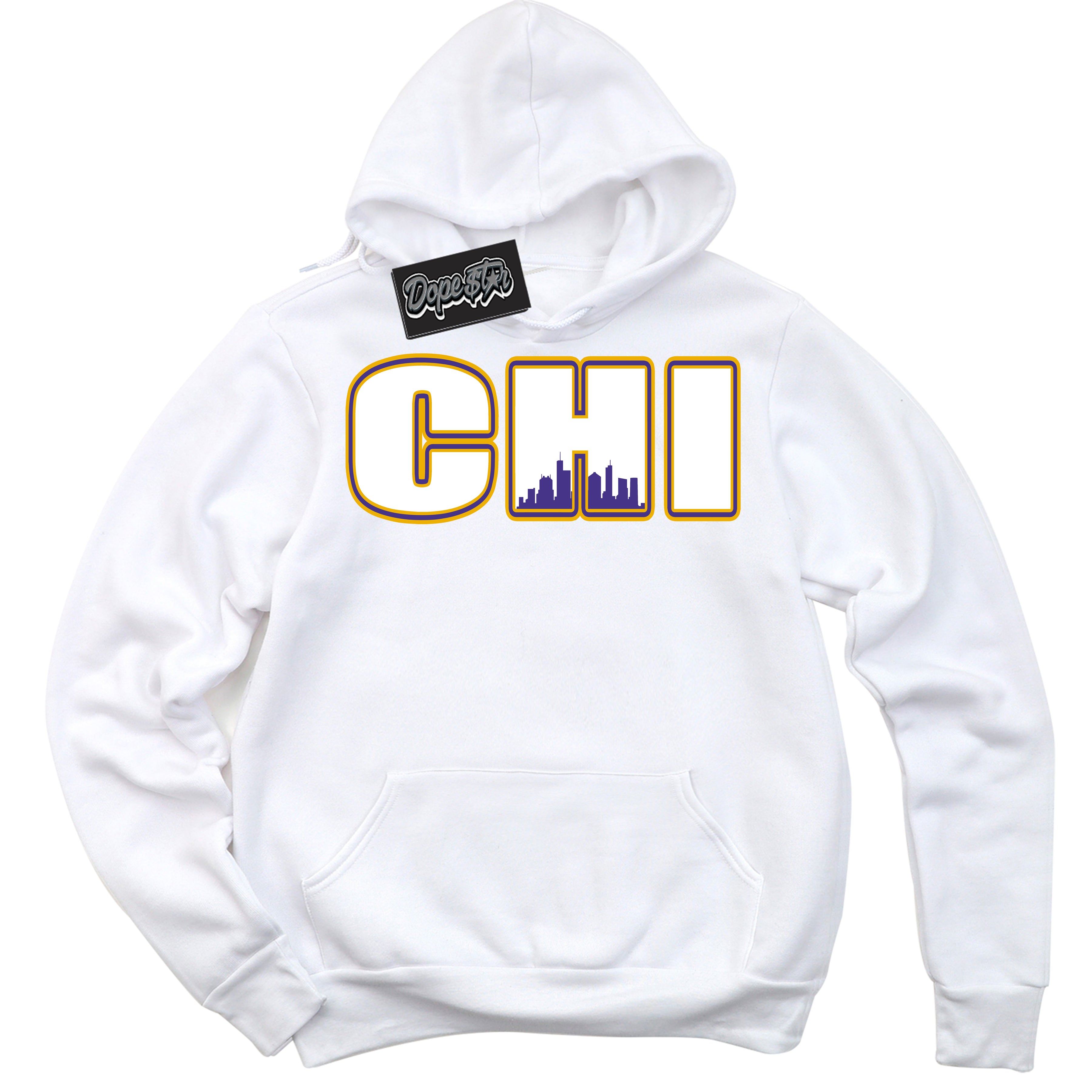 Cool White Hoodie with “Chicago” design that Perfectly Matches Kobe 8 Protro Lakers Home Sneakers.