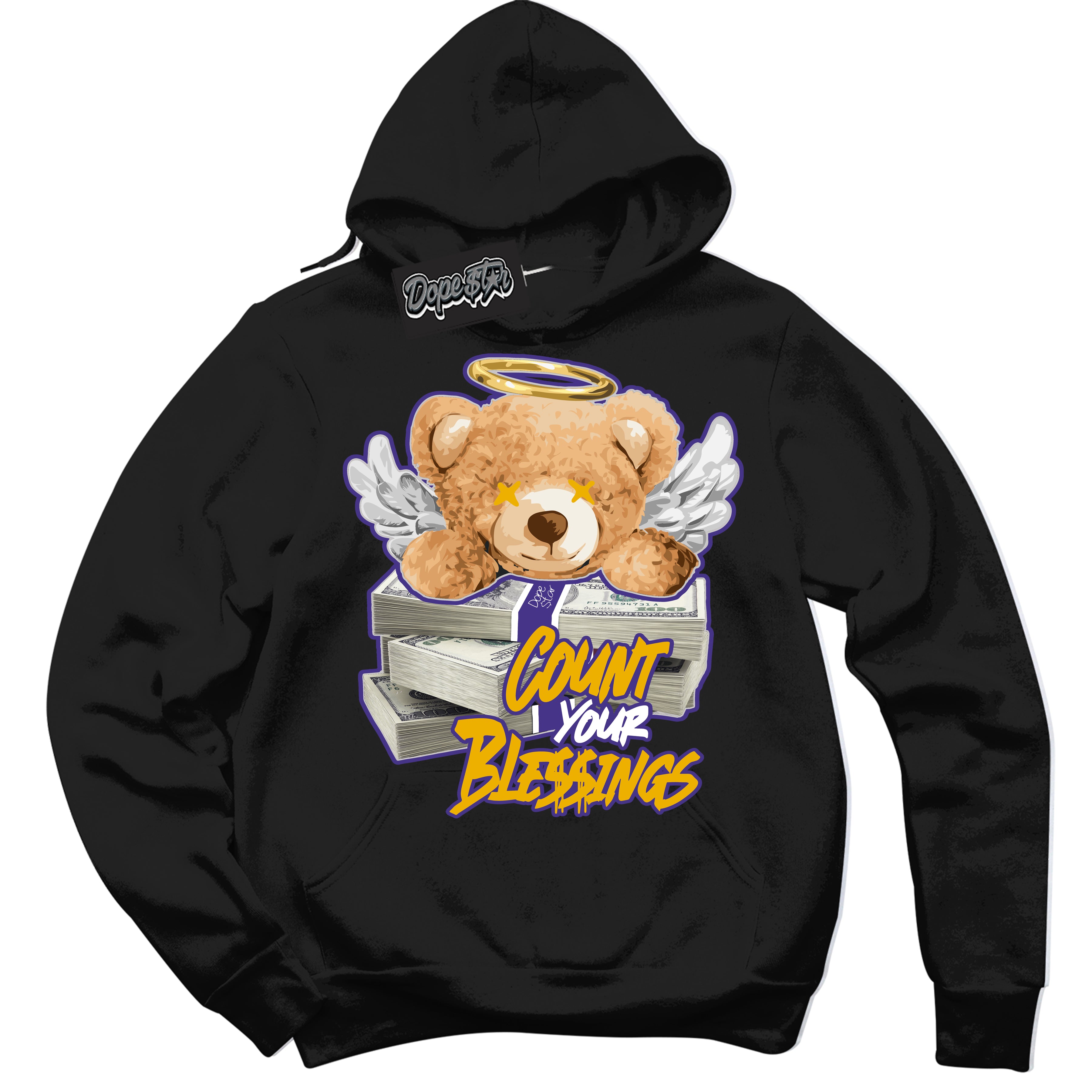 Cool Black Hoodie with “Count Your Blessings” design that Perfectly Matches Kobe 8 Protro Lakers Home Sneakers.