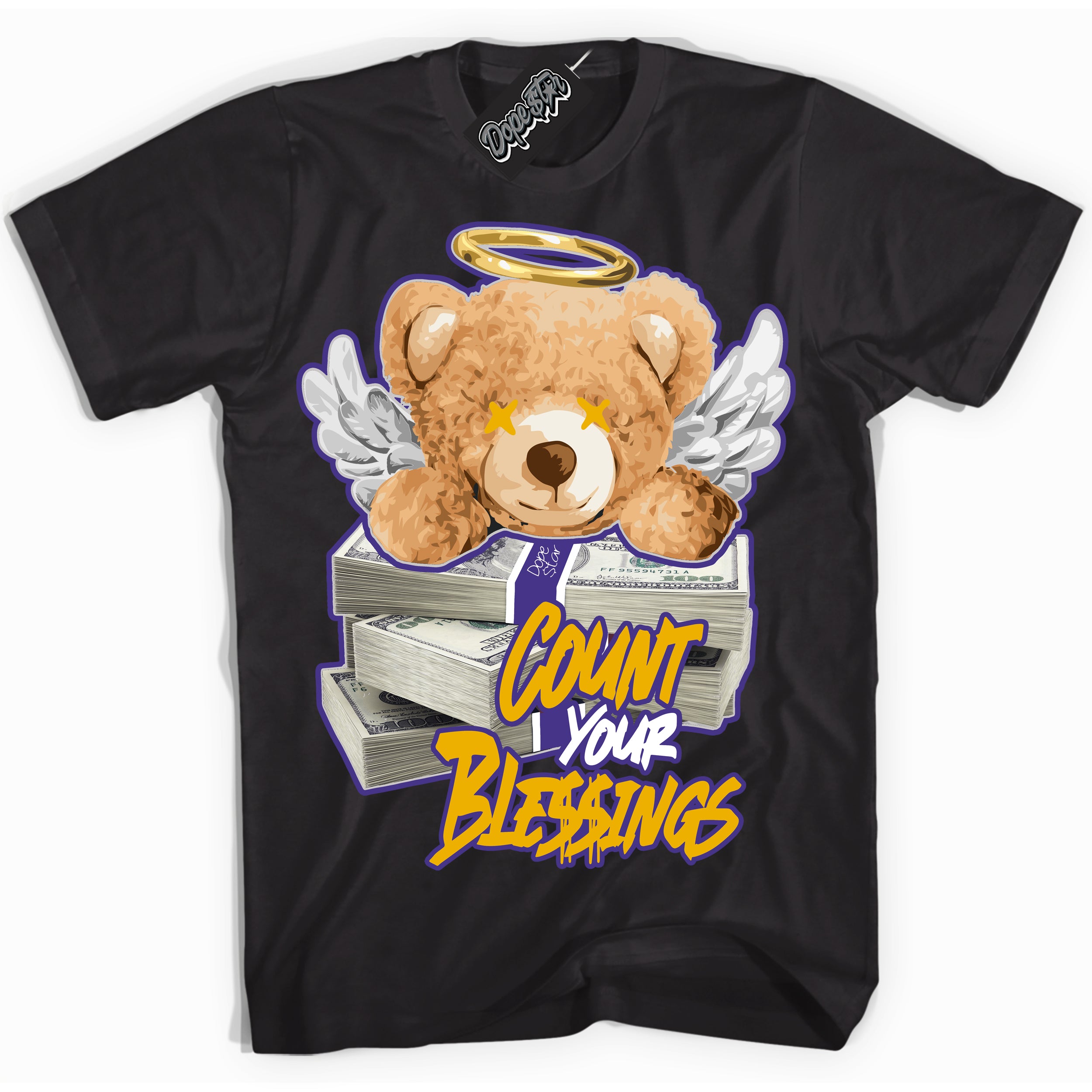 Cool Black Shirt with “Count Your Blessings” design that perfectly matches the Kobe 8 Protro Lakers Home Sneakers.