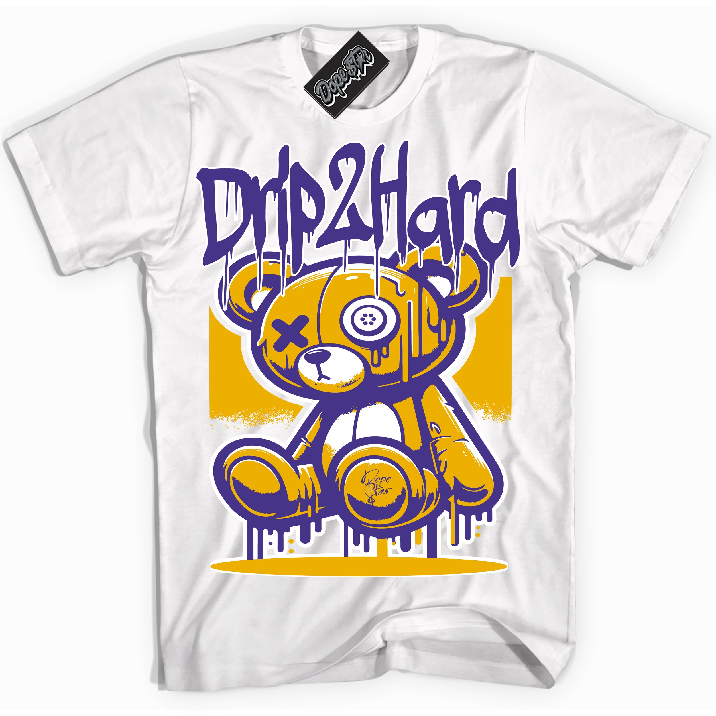 Cool White Shirt with “Drip 2 Hard” design that perfectly matches the Kobe 8 Protro Lakers Home Sneakers.