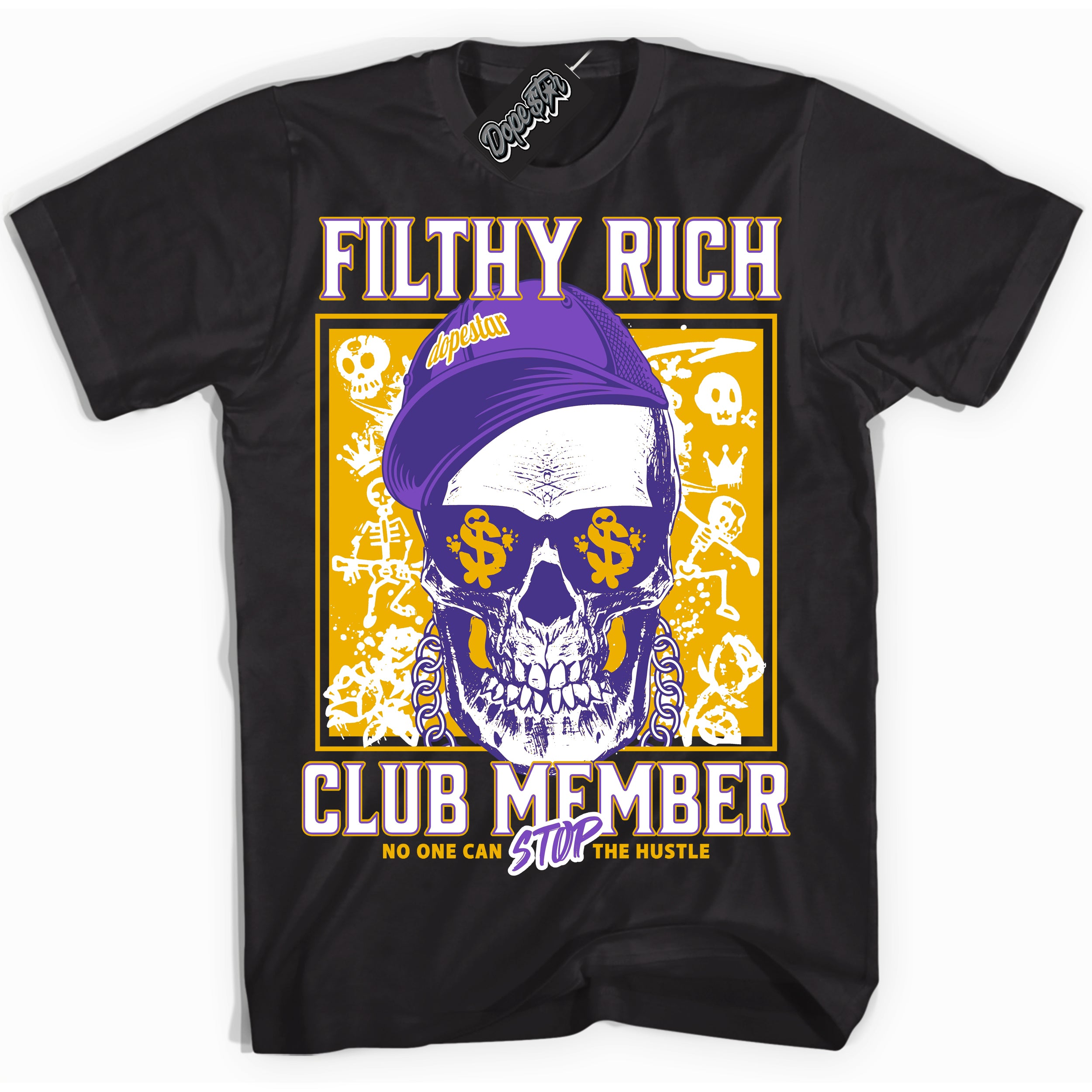 Cool Black Shirt with “Filthy Rich” design that perfectly matches the Kobe 8 Protro Lakers Home Sneakers.