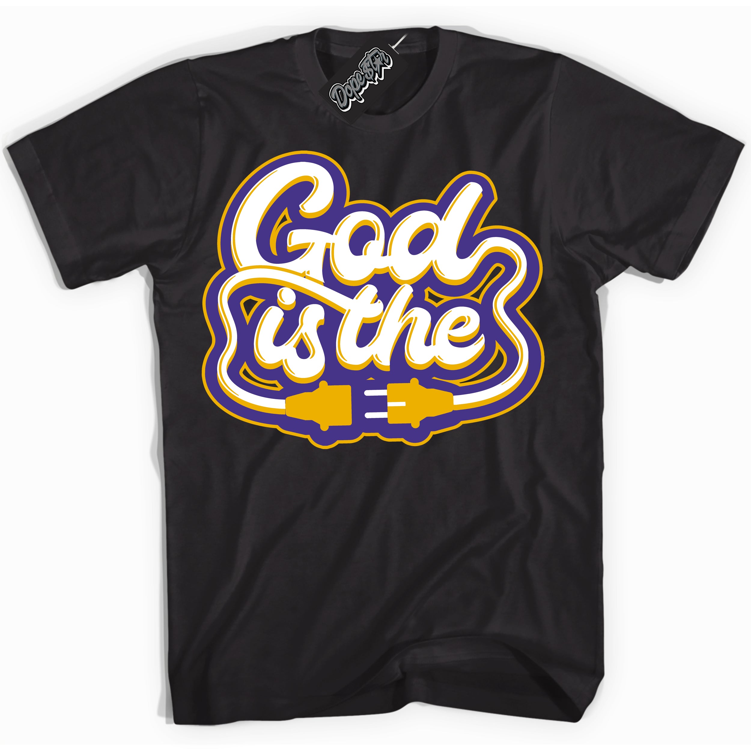 Cool Black Shirt with “God Is The” design that perfectly matches the Kobe 8 Protro Lakers Home Sneakers.