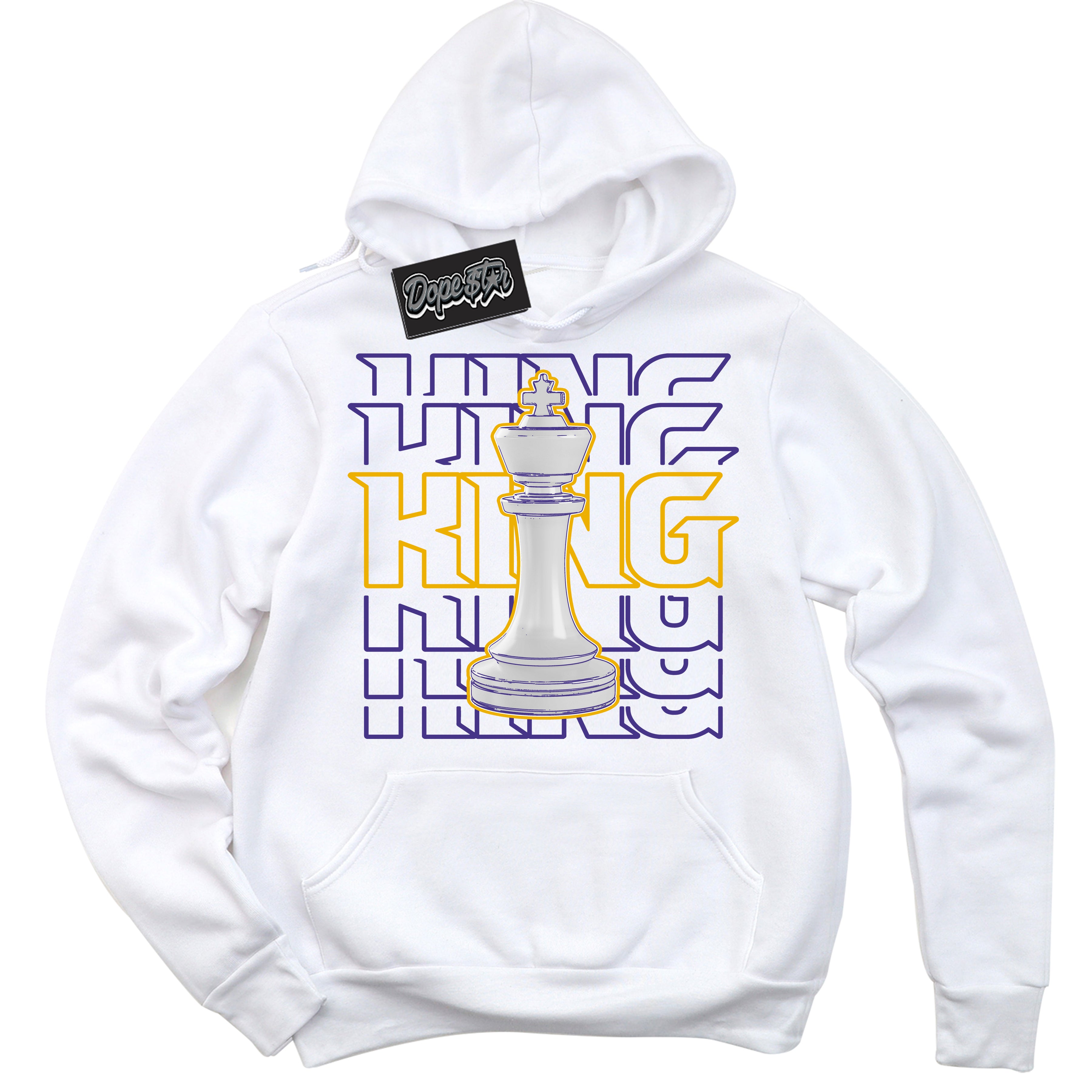 Cool White Hoodie with “King Chess” design that Perfectly Matches Kobe 8 Protro Lakers Home Sneakers.