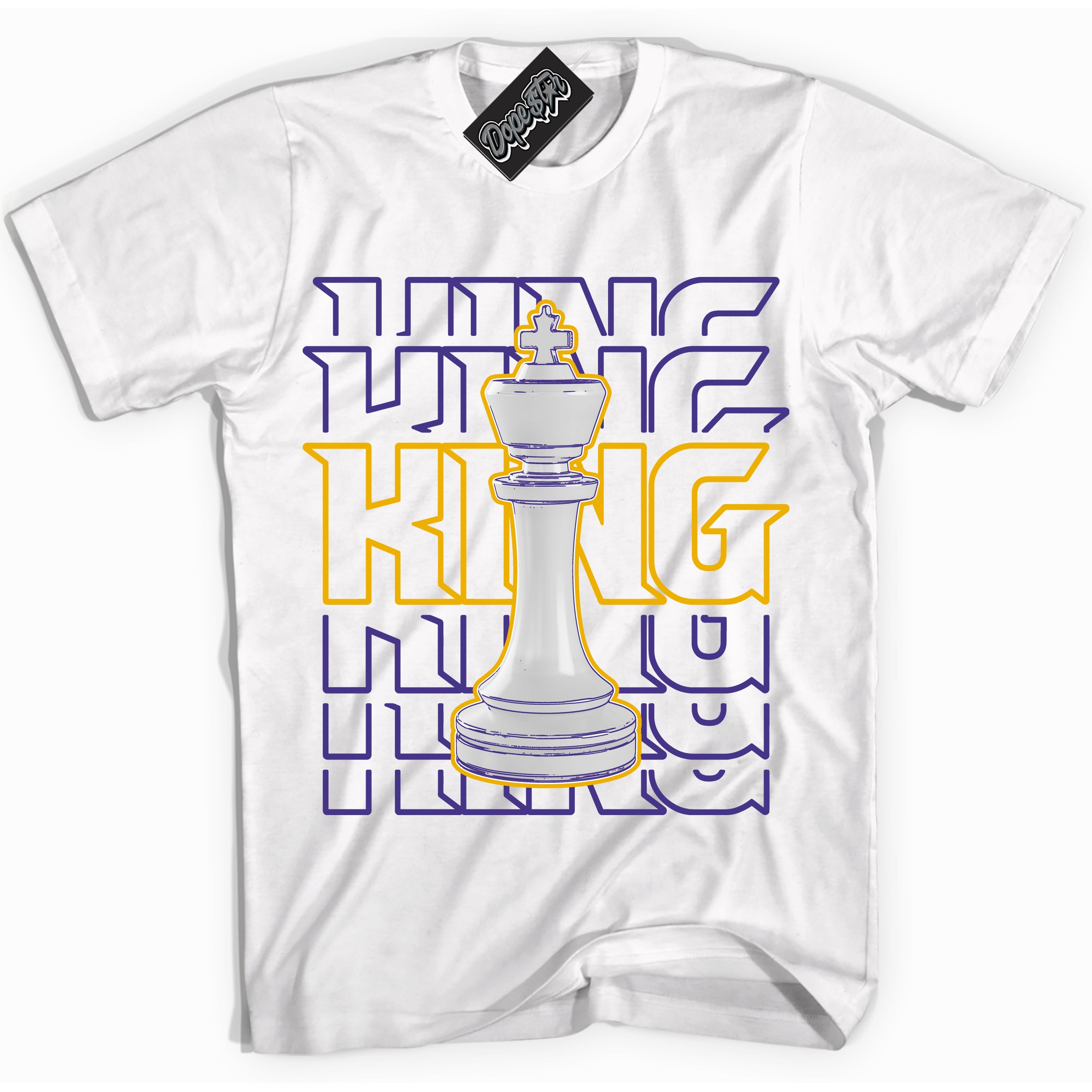 Cool White Shirt with “King Chess” design that perfectly matches the Kobe 8 Protro Lakers Home Sneakers.