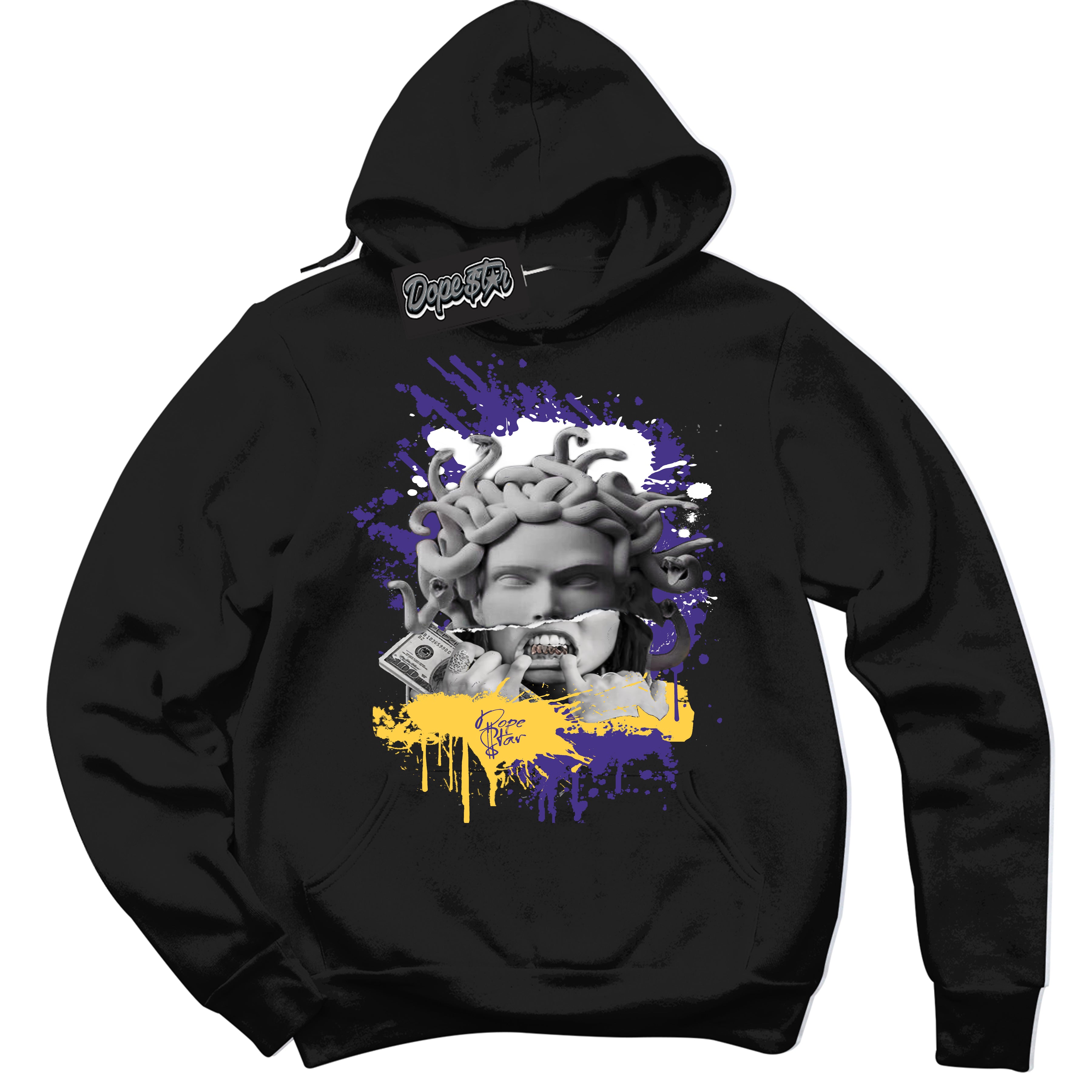 Cool Black Hoodie with “Medusa” design that Perfectly Matches Kobe 8 Protro Lakers Home Sneakers.