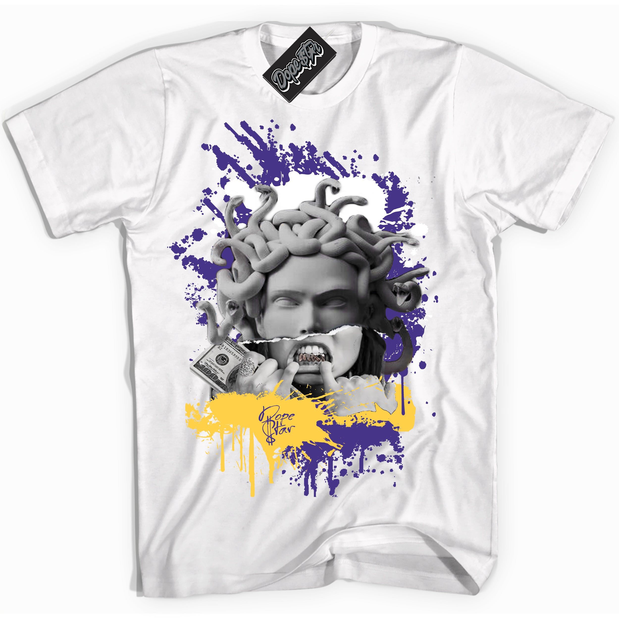 Cool White Shirt with “Medusa” design that perfectly matches the Kobe 8 Protro Lakers Home Sneakers.