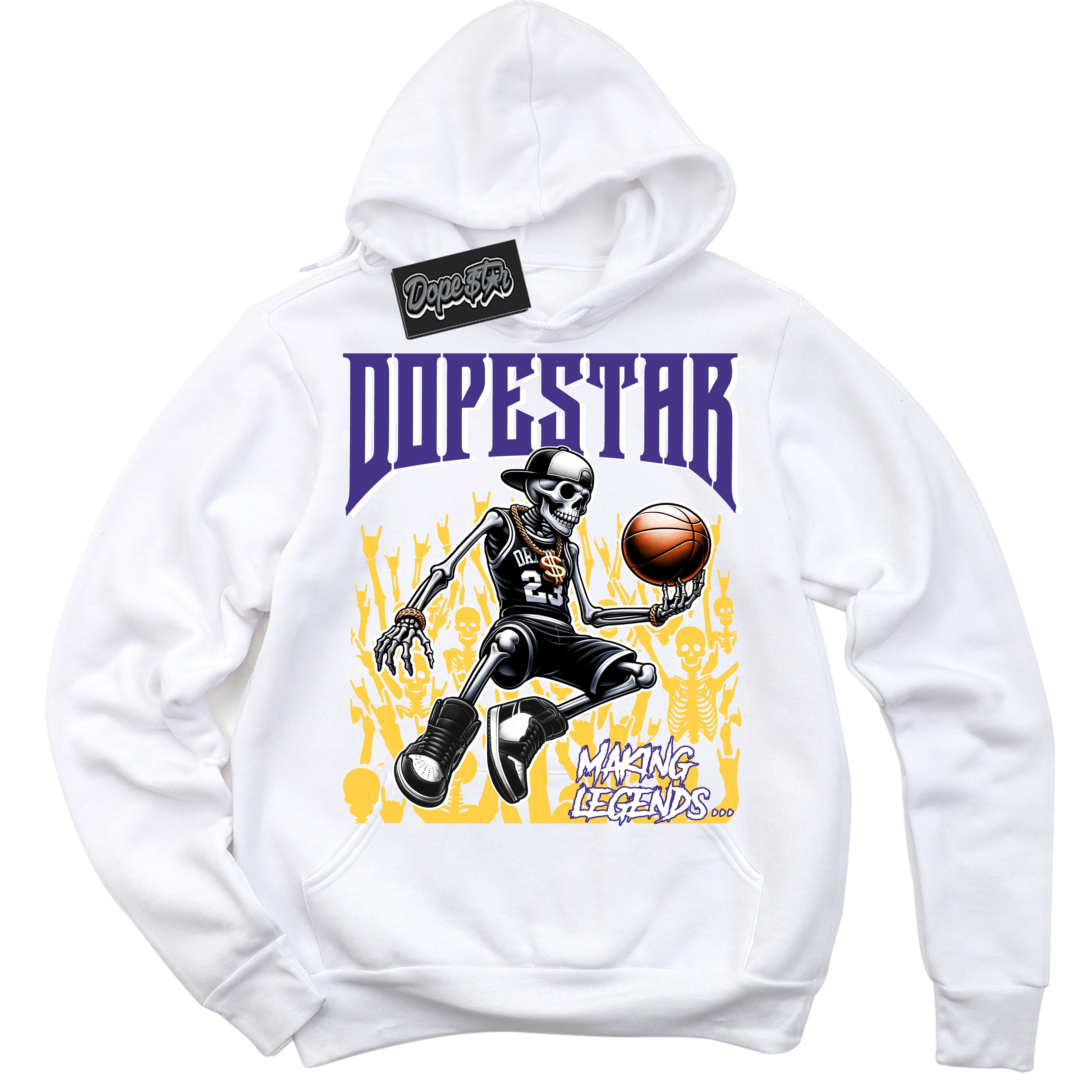 Cool White Hoodie with “Making Legends” design that Perfectly Matches Kobe 8 Protro Lakers Home Sneakers.