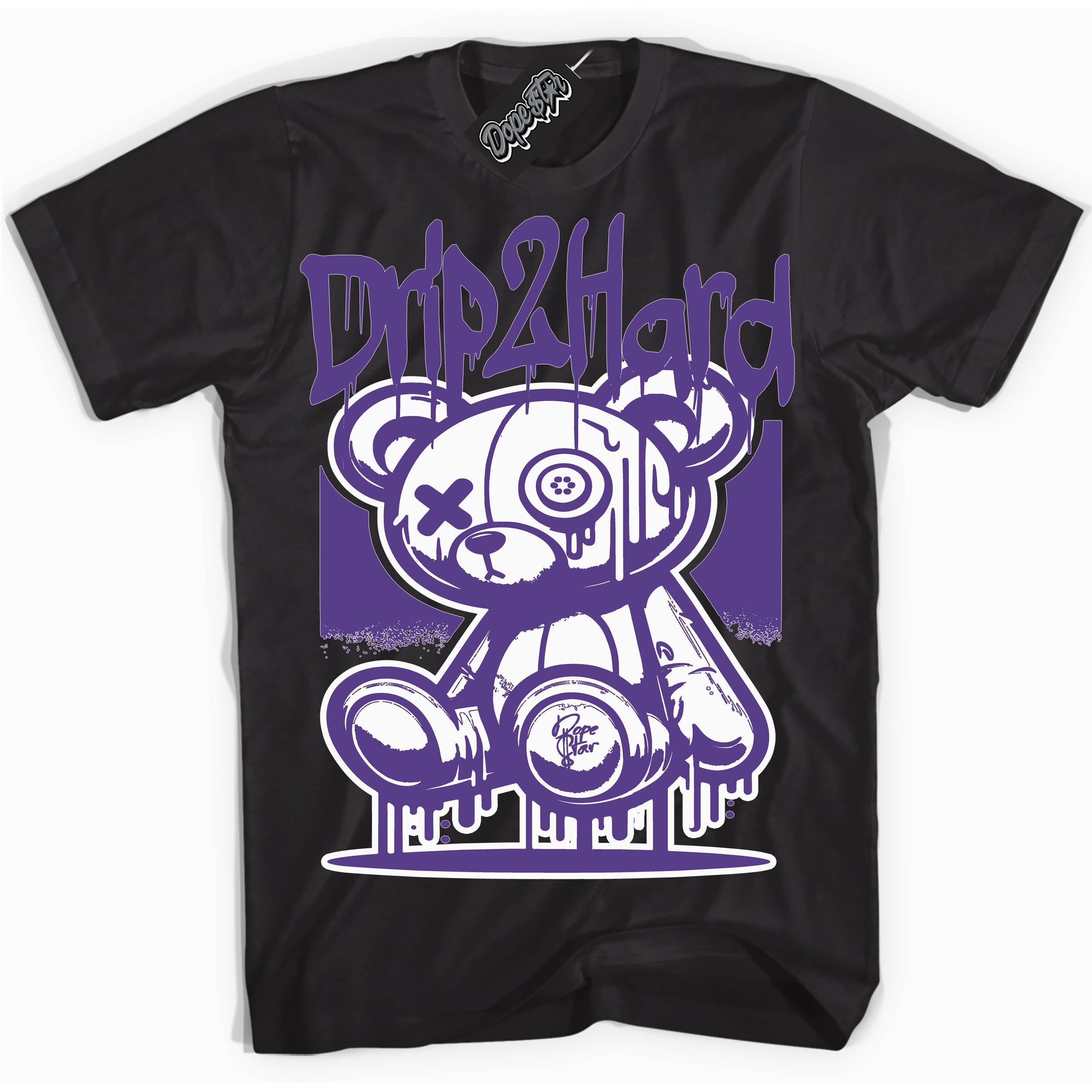 Cool Black graphic tee with “ Drip 2 Hard ” design, that perfectly matches Kobe Protro Court Purple 8s