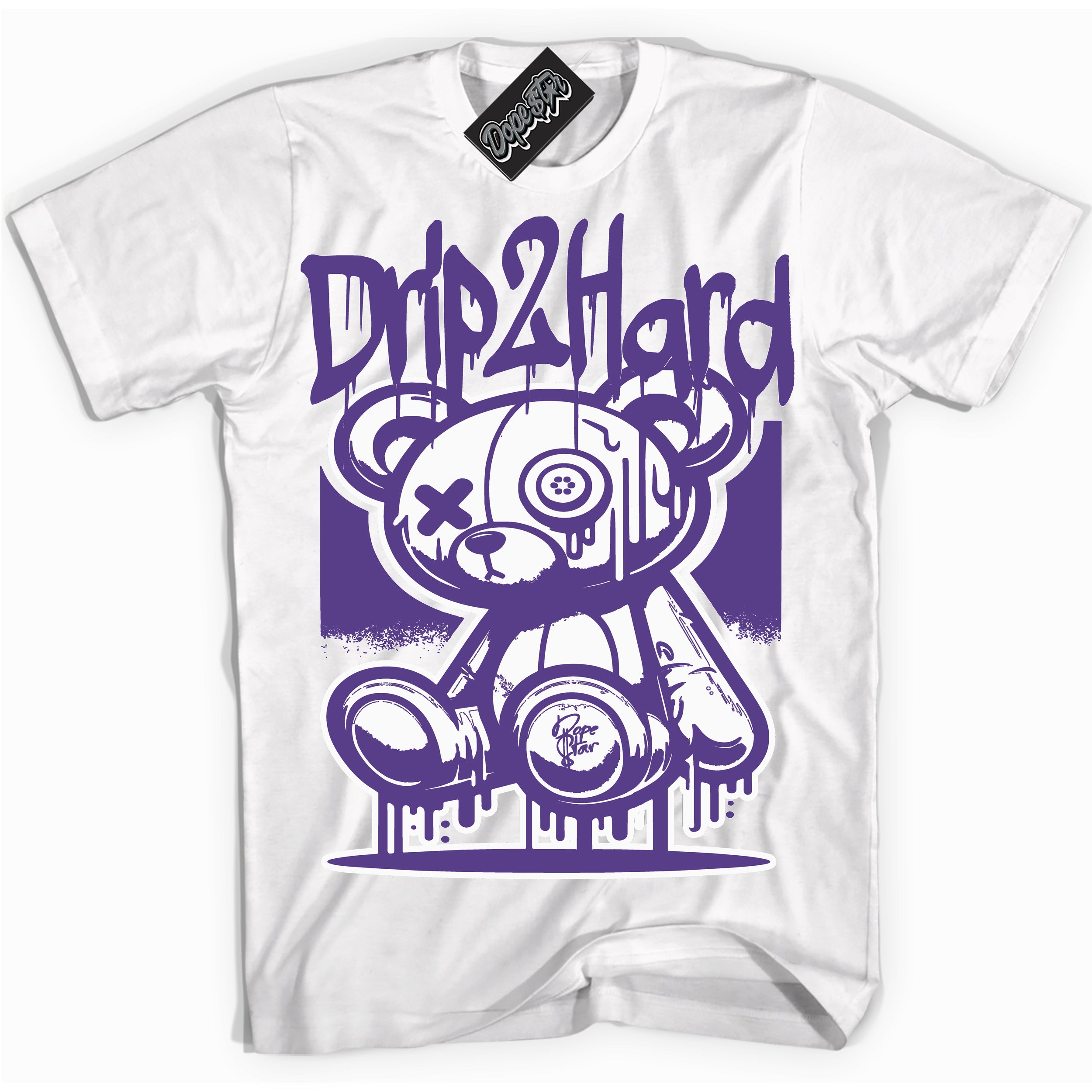 Cool White graphic tee with “ Drip 2 Hard ” design, that perfectly matches Kobe Protro Court Purple 8s