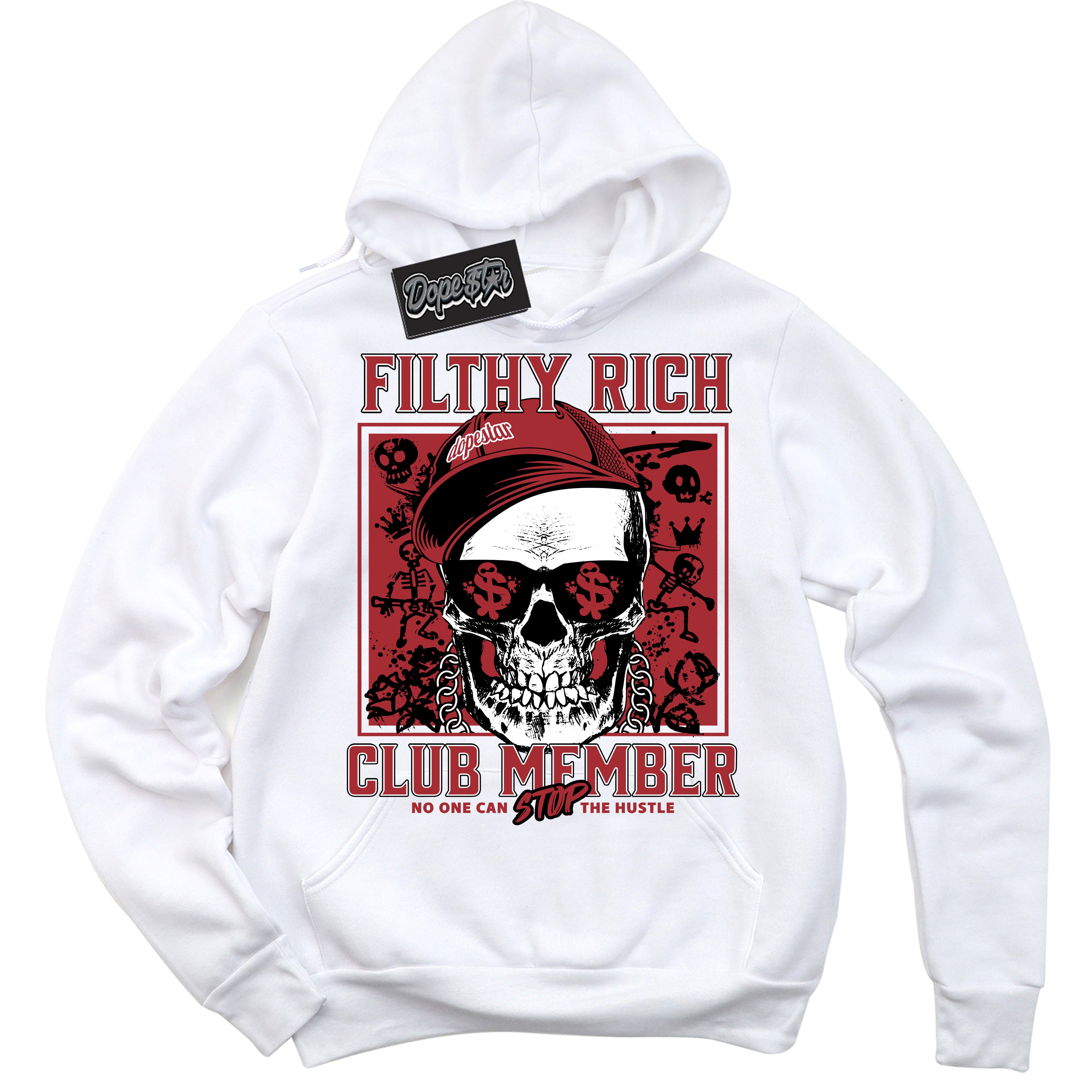 Cool White Hoodie with “ Filthy Rich ”  design that Perfectly Matches Pro J Pack Chicago Sneakers.