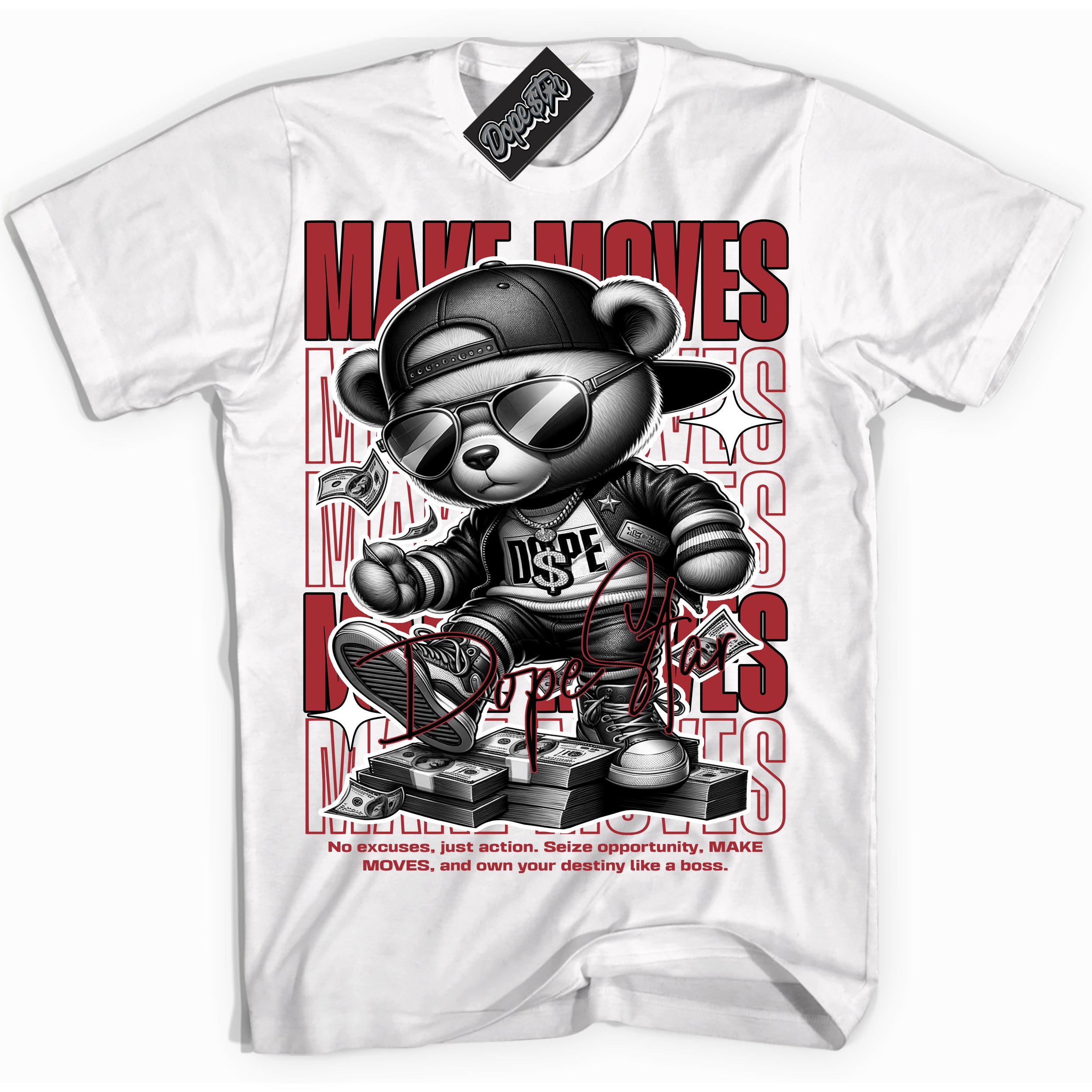 Cool White Shirt with “ Makin Moves” design that perfectly matches Pro J Pack Chicago Sneakers.