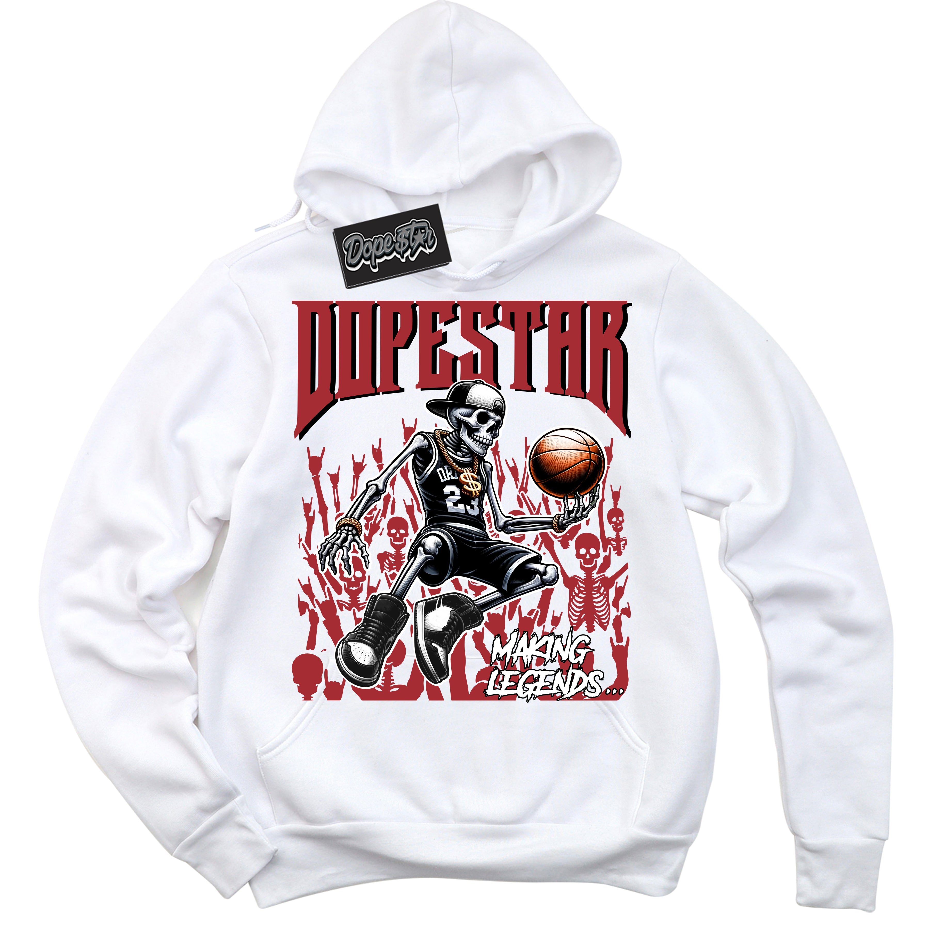 Cool White Hoodie with “ Making Legends ”  design that Perfectly Matches Pro J Pack Chicago Sneakers.