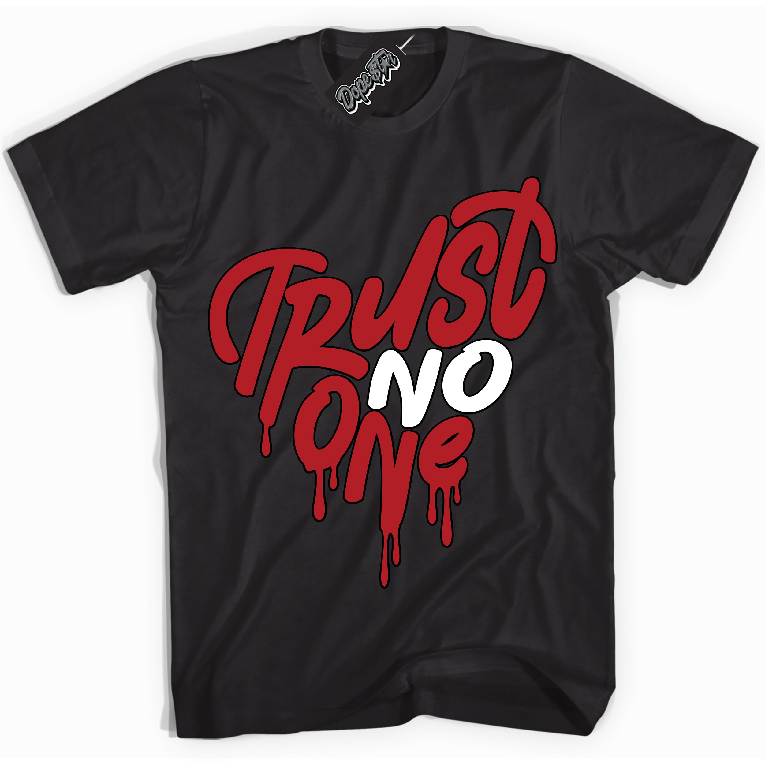 Cool Black Shirt with “ Trust No One Heart” design that perfectly matches Pro J Pack Chicago Dunks.