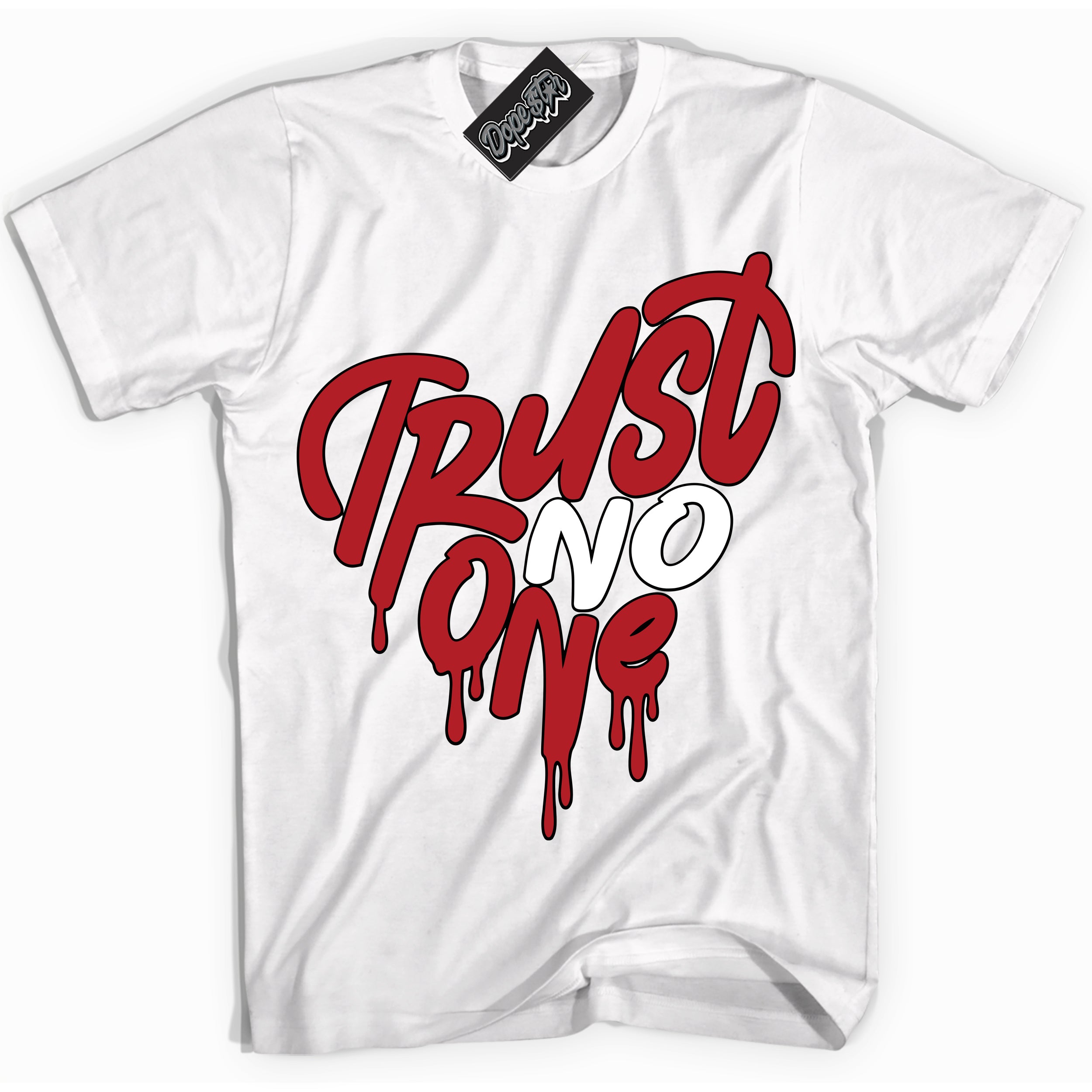 Cool White Shirt with “ Trust No One Heart” design that perfectly matches Pro J Pack Chicago Dunks.