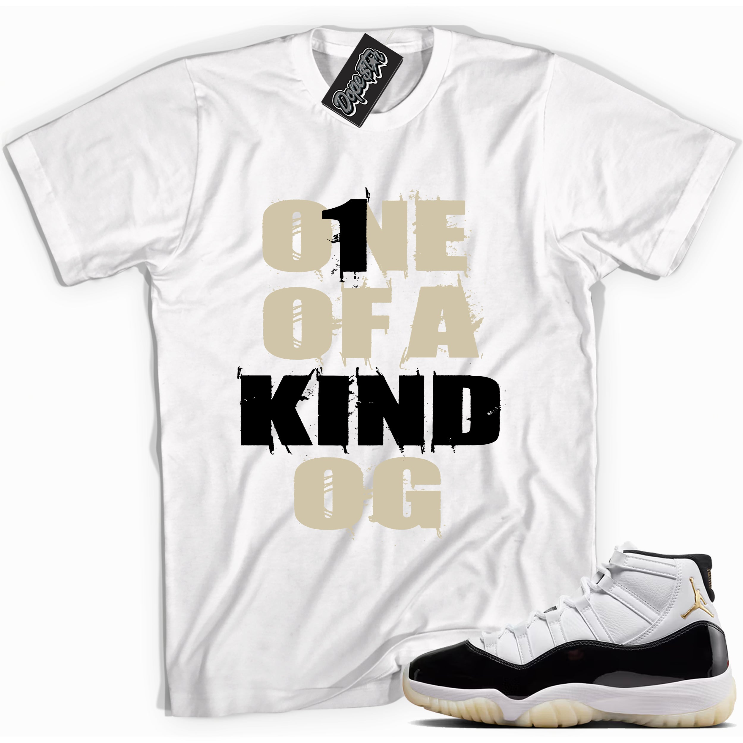 Cool White graphic tee with “ One Of A Kind OG ” print, that perfectly matches AIR JORDAN 11 GRATITUDE   sneakers 