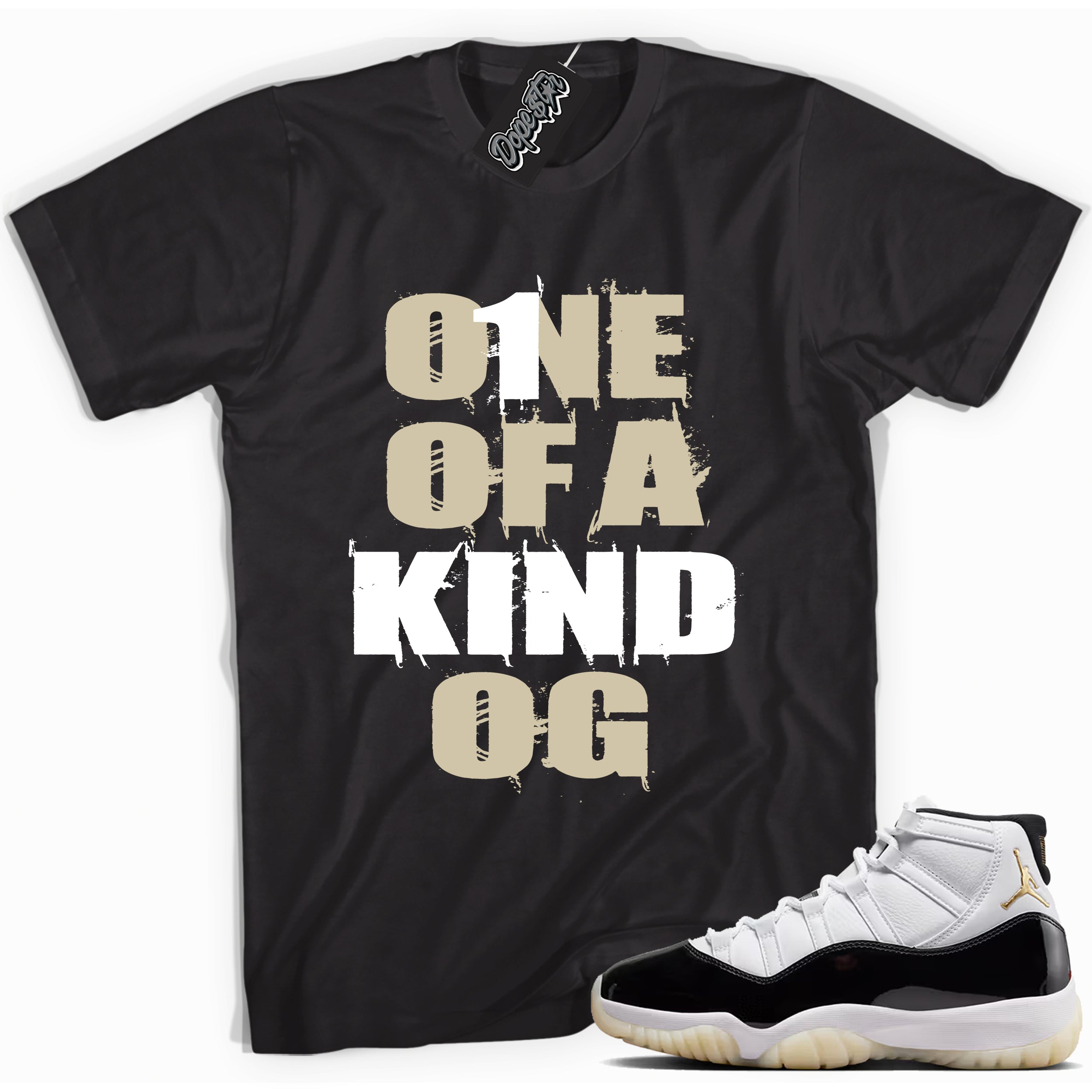 Cool Black graphic tee with “ One Of A Kind OG ” print, that perfectly matches AIR JORDAN 11 GRATITUDE  sneakers