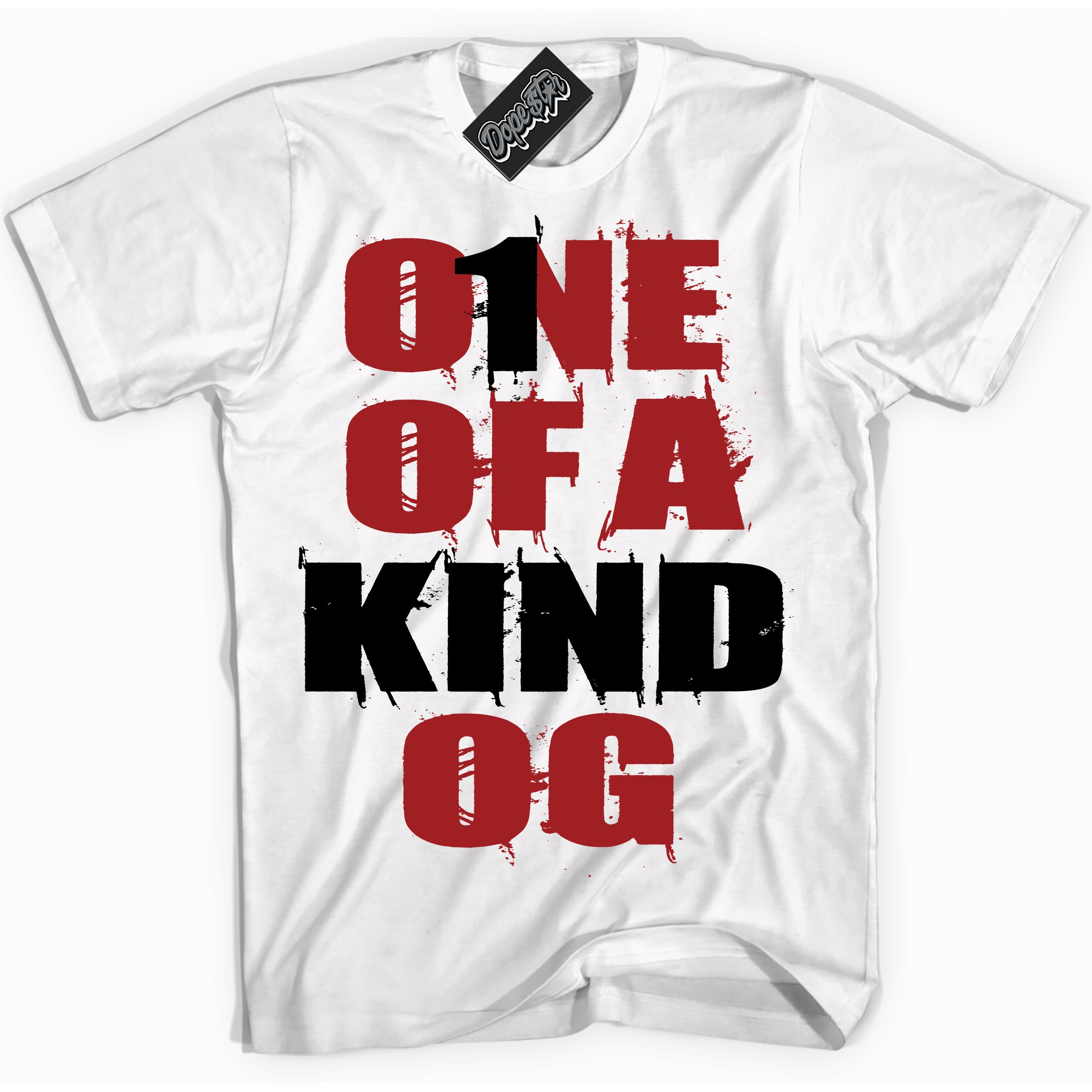 Cool White graphic tee with “ One Of A Kind ” print, that perfectly matches Lost And Found 1s sneakers 