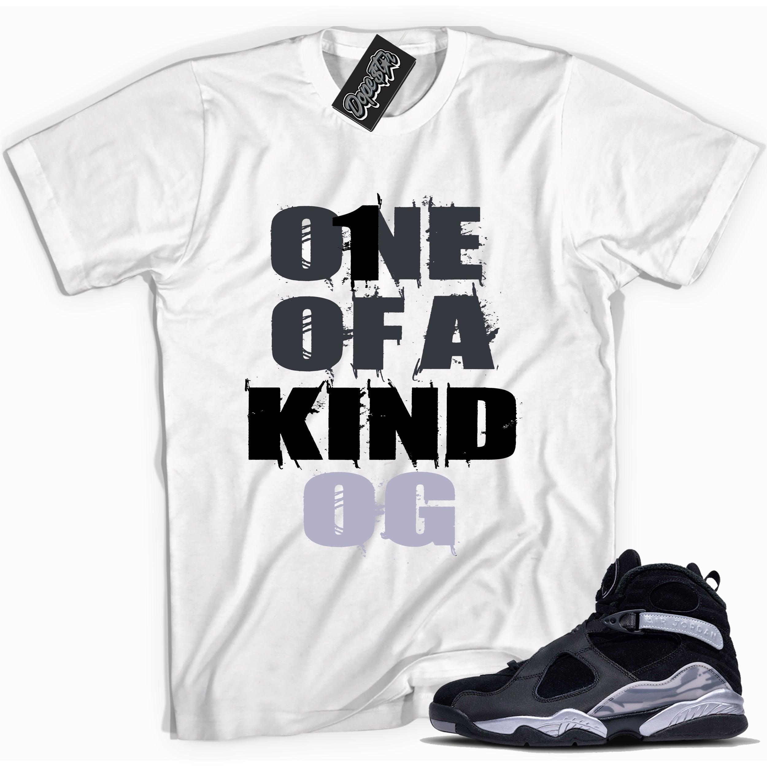 Cool White graphic tee with “ One Of A Kind OG ” print, that perfectly matches Air Jordan 8 Winterized sneakers 