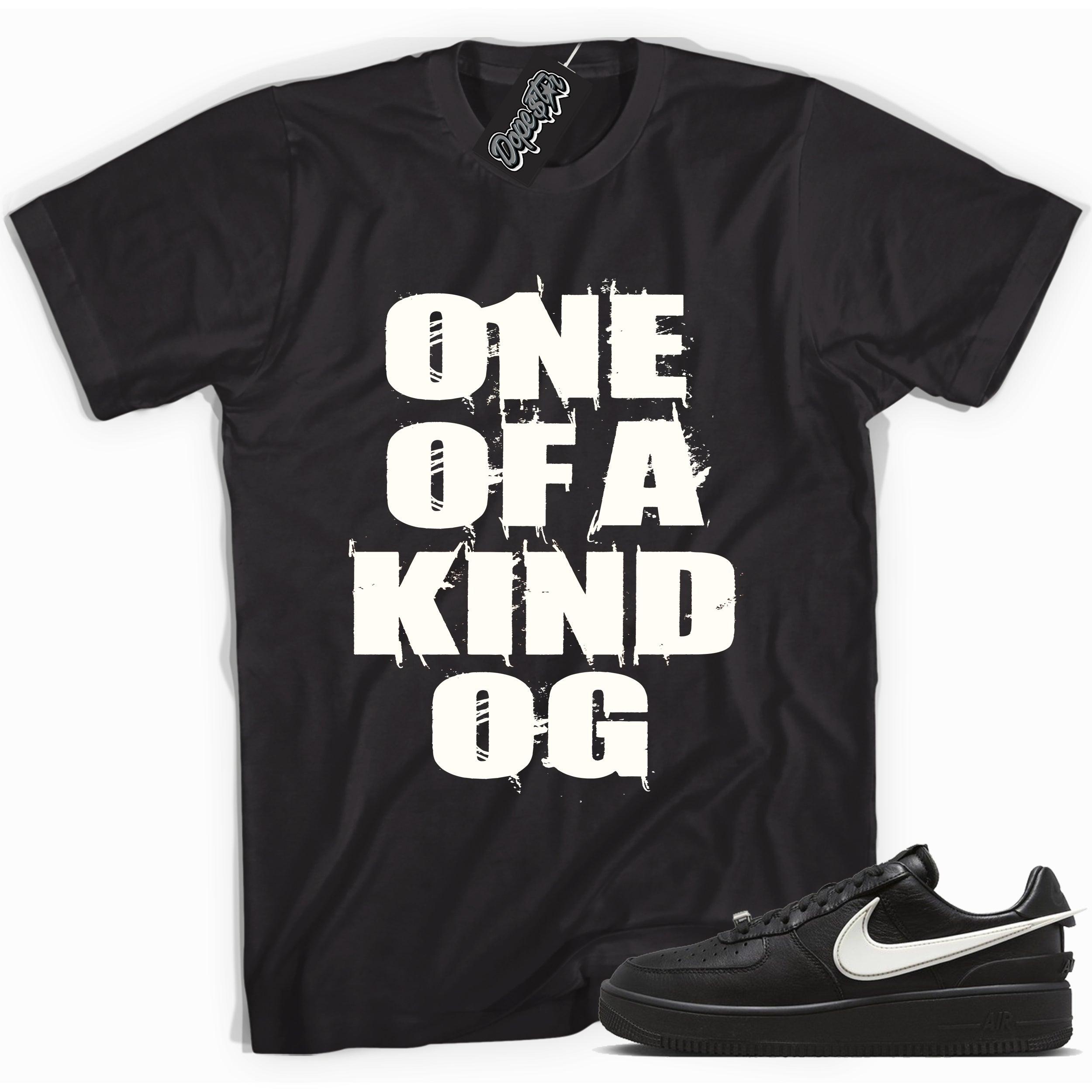 Cool black graphic tee with 'one of a kind ' print, that perfectly matches Nike Air Force 1 Low SP Ambush Phantom sneakers.