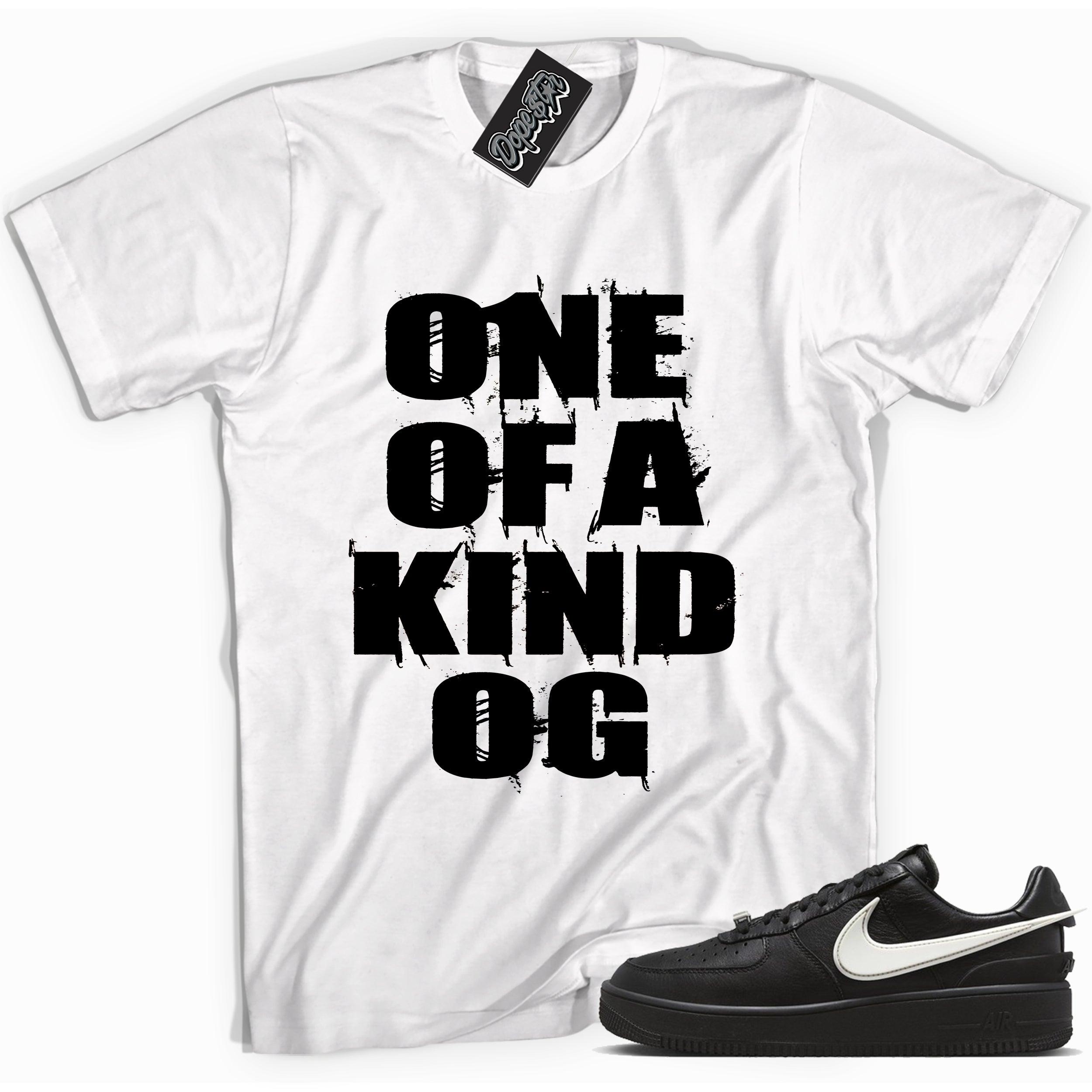 Cool white graphic tee with 'one of a kind ' print, that perfectly matches Nike Air Force 1 Low SP Ambush Phantom sneakers.