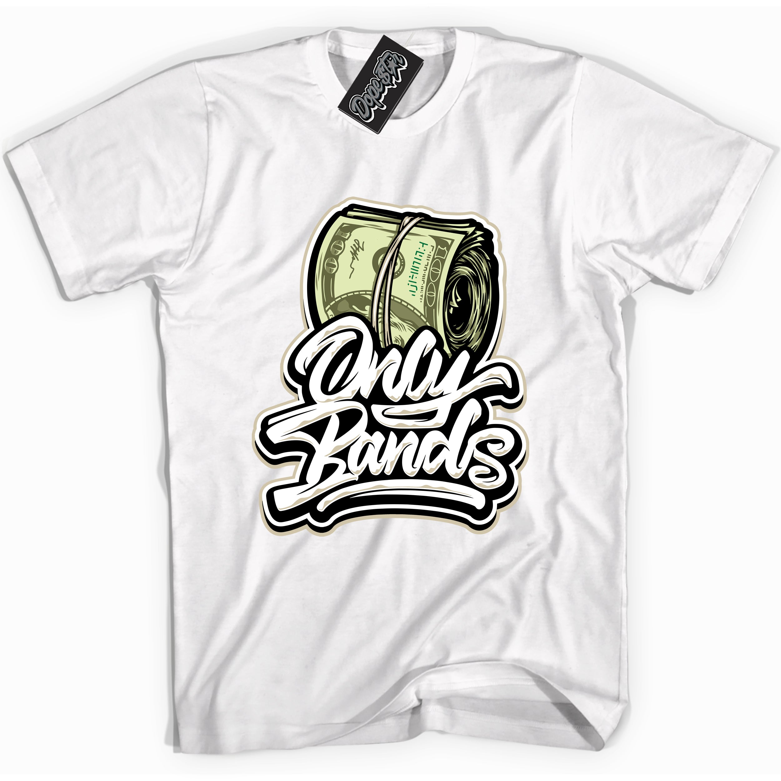 Cool White Shirt with “ Only Bands” design that perfectly matches Gratitude 11s Sneakers.