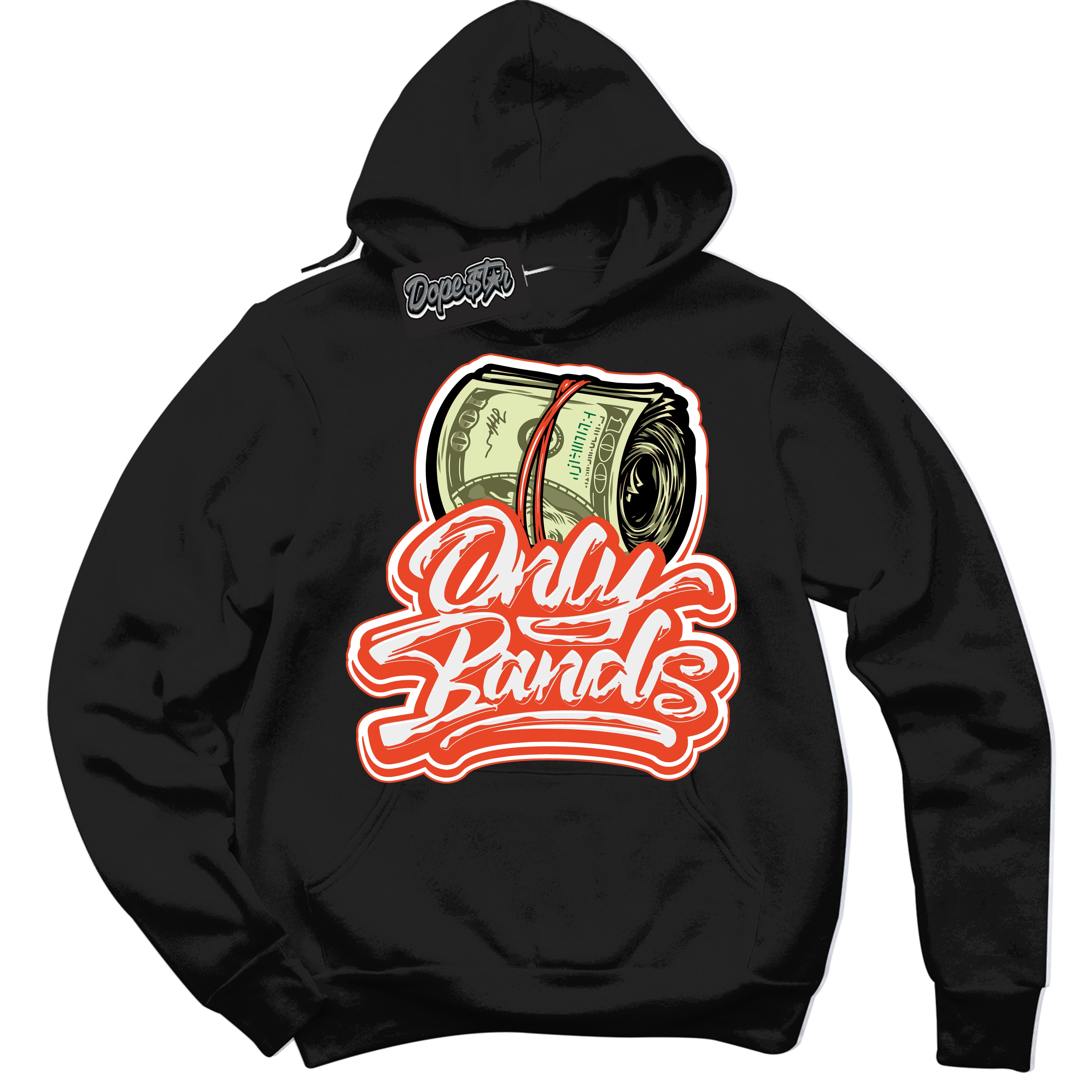 Nike Dunk Low Retro Cosmic Clay 'Only Bands' Hoodie - Black Streetwear Mockup | Sneakerhead Sweatshirt Matching Nike Dunk Low Retro Cosmic Clay | Limited Edition Urban Streetwear for Sneaker Matching OOTD | Outfits that pair perfectly with your ND Low Retro Cosmic Clay | Sneakerhead Fashion Must-Have Apparel for Men and Women.