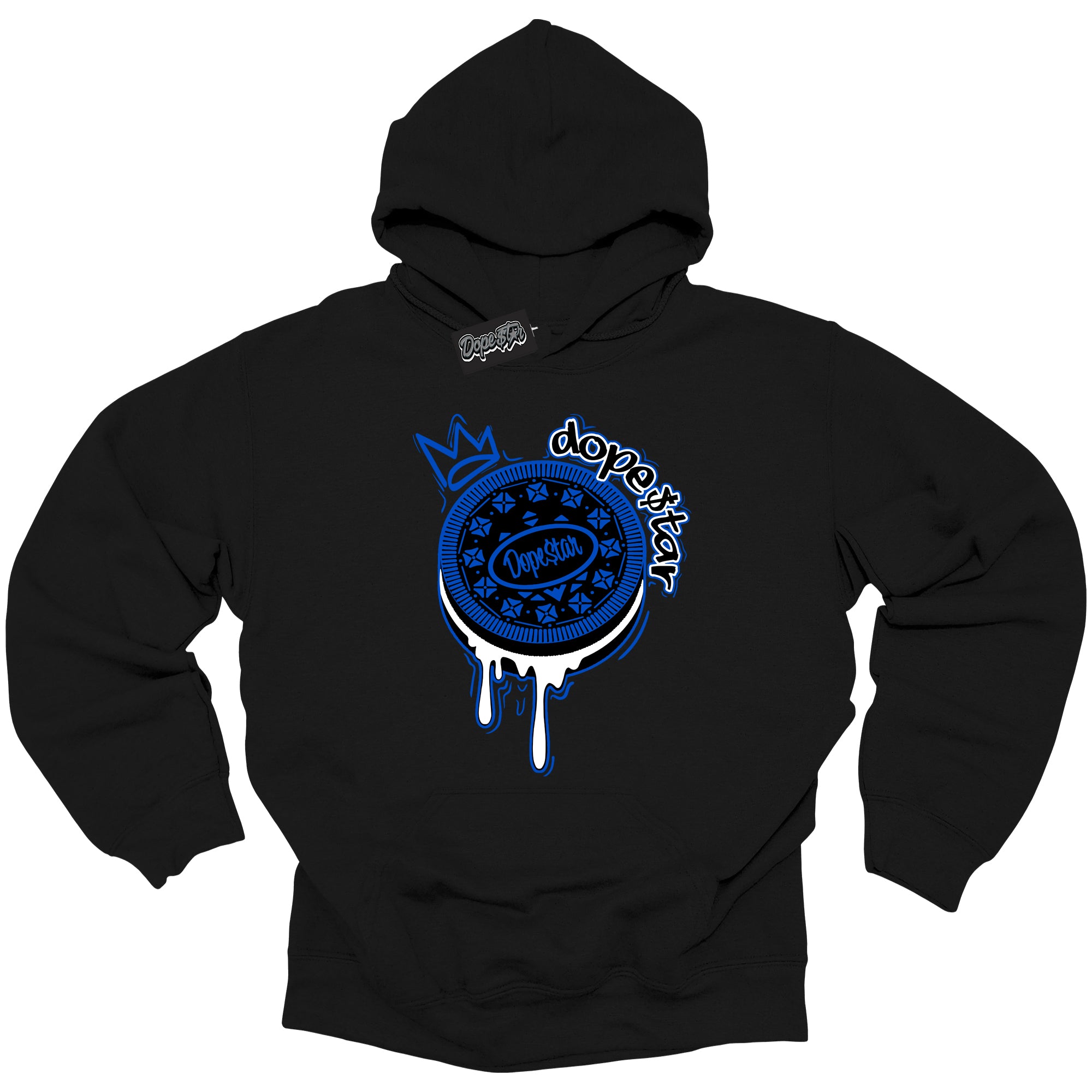 Cool Black Hoodie with “ Oreo DS ”  design that Perfectly Matches  Royal Reimagined 1s Sneakers.