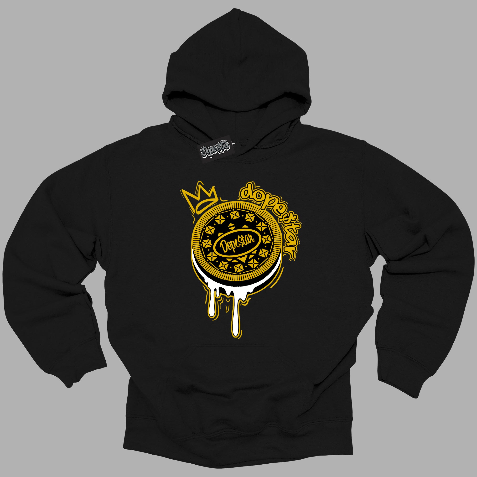 Cool Black Hoodie with “ Oreo DS ”  design that Perfectly Matches Yellow Ochre 6s Sneakers.