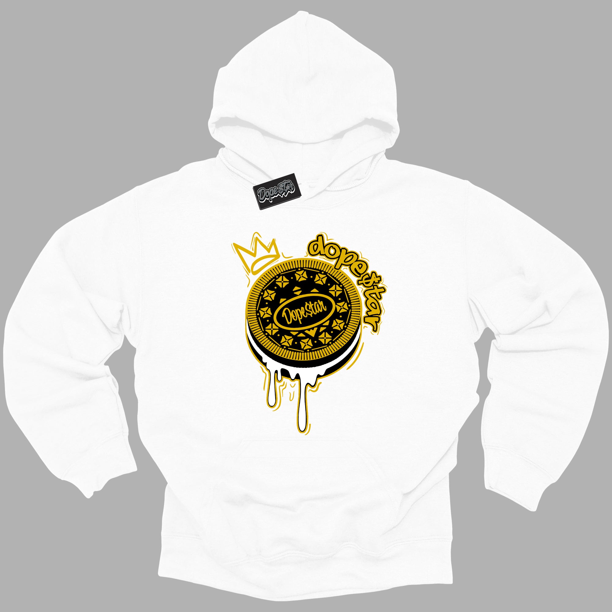 Cool White Hoodie with “ Oreo DS ”  design that Perfectly Matches Yellow Ochre 6s Sneakers.
