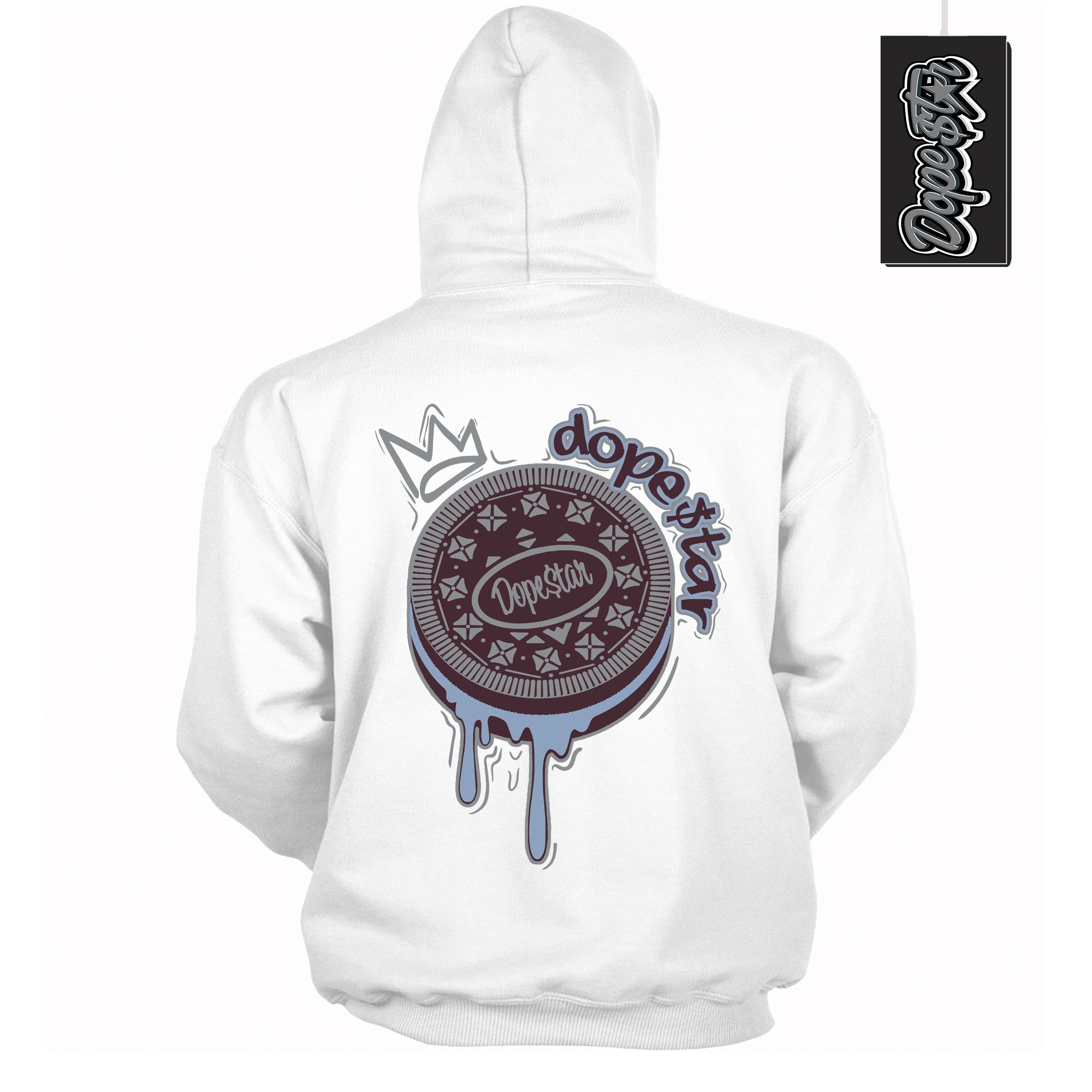 Cool White Hoodie with “ Oreo DS ”  design that Perfectly Matches Burgundy 5s Sneakers.